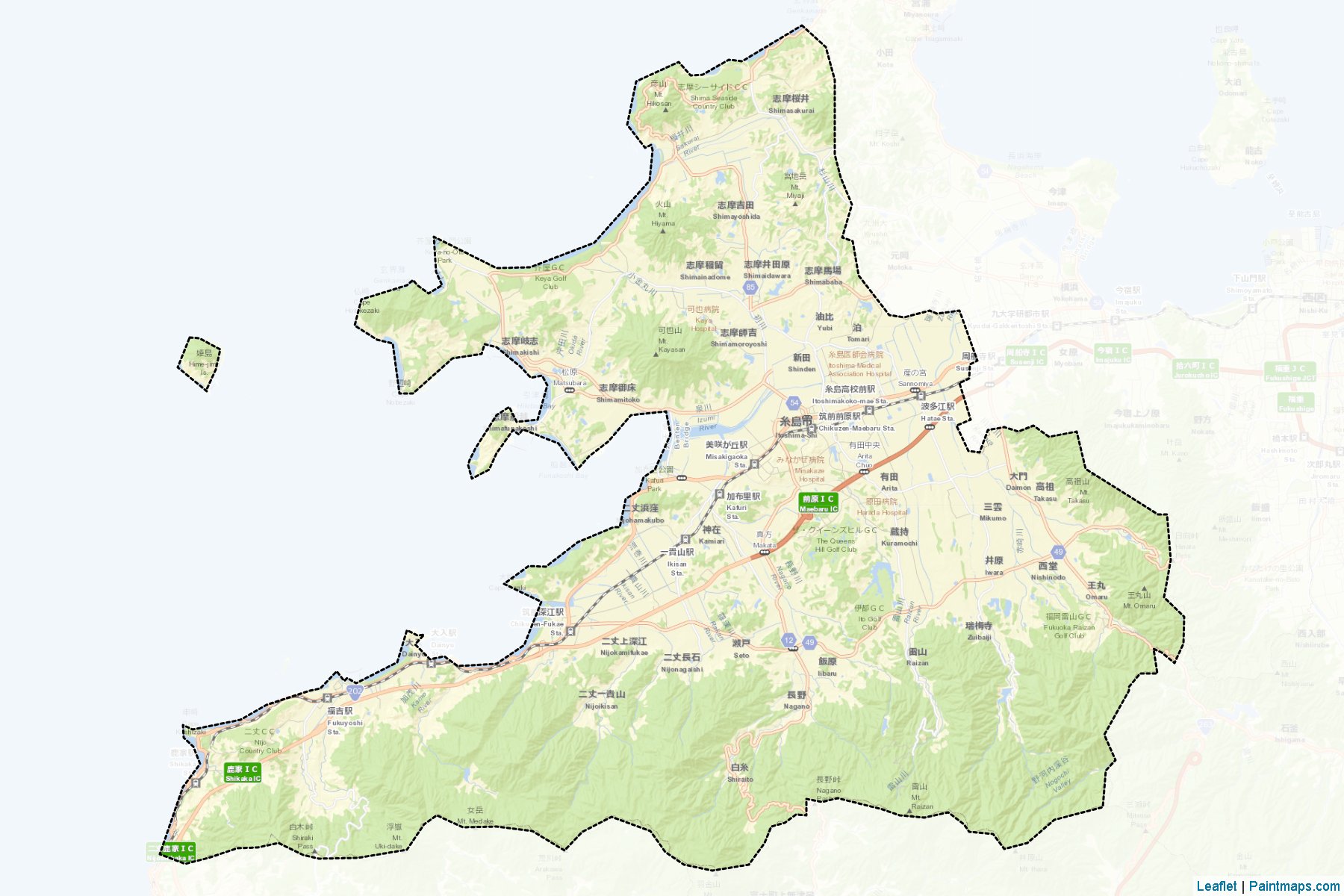 Itoshima (Fukuoka Prefecture) Map Cropping Samples-2