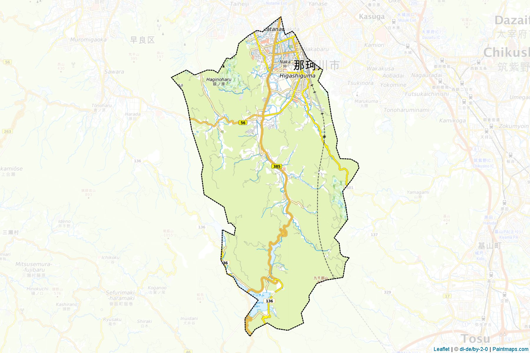 Nakagawa (Fukuoka Prefecture) Map Cropping Samples-1