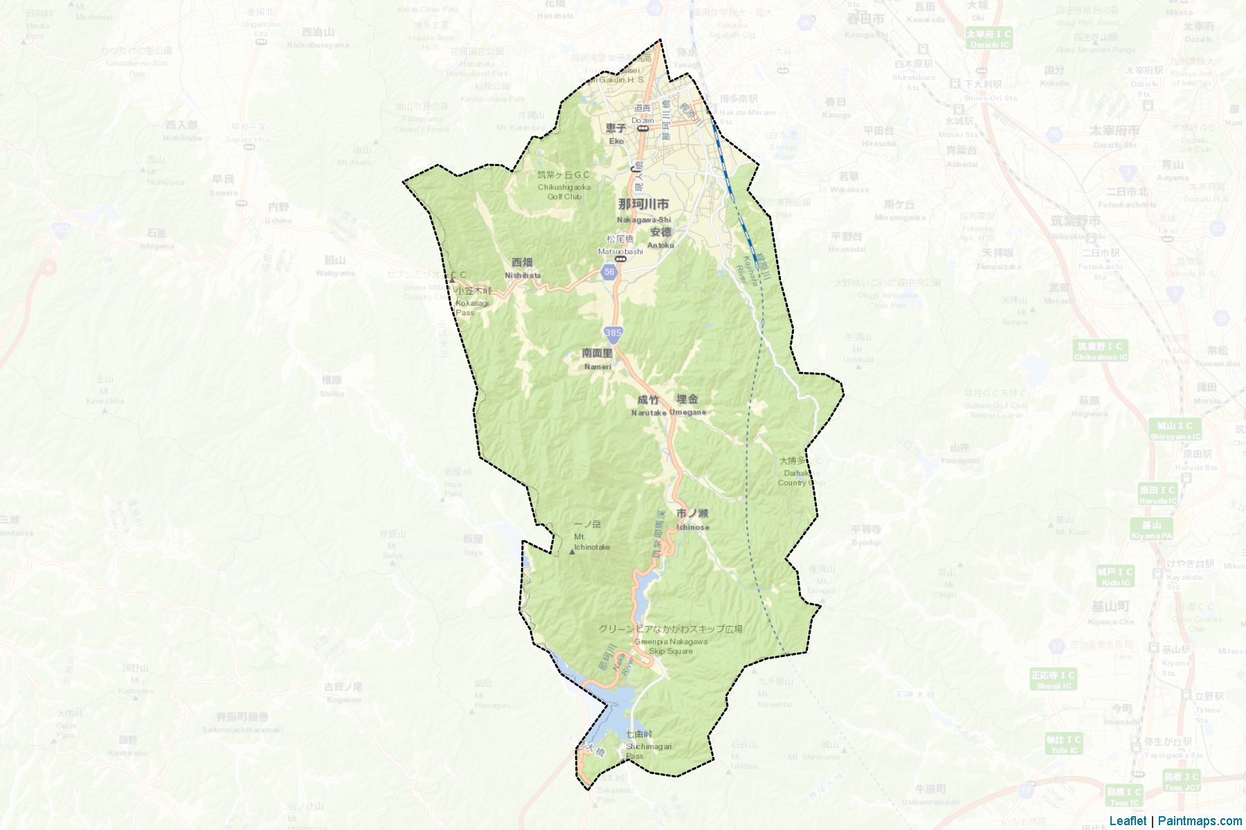 Nakagawa (Fukuoka Prefecture) Map Cropping Samples-2