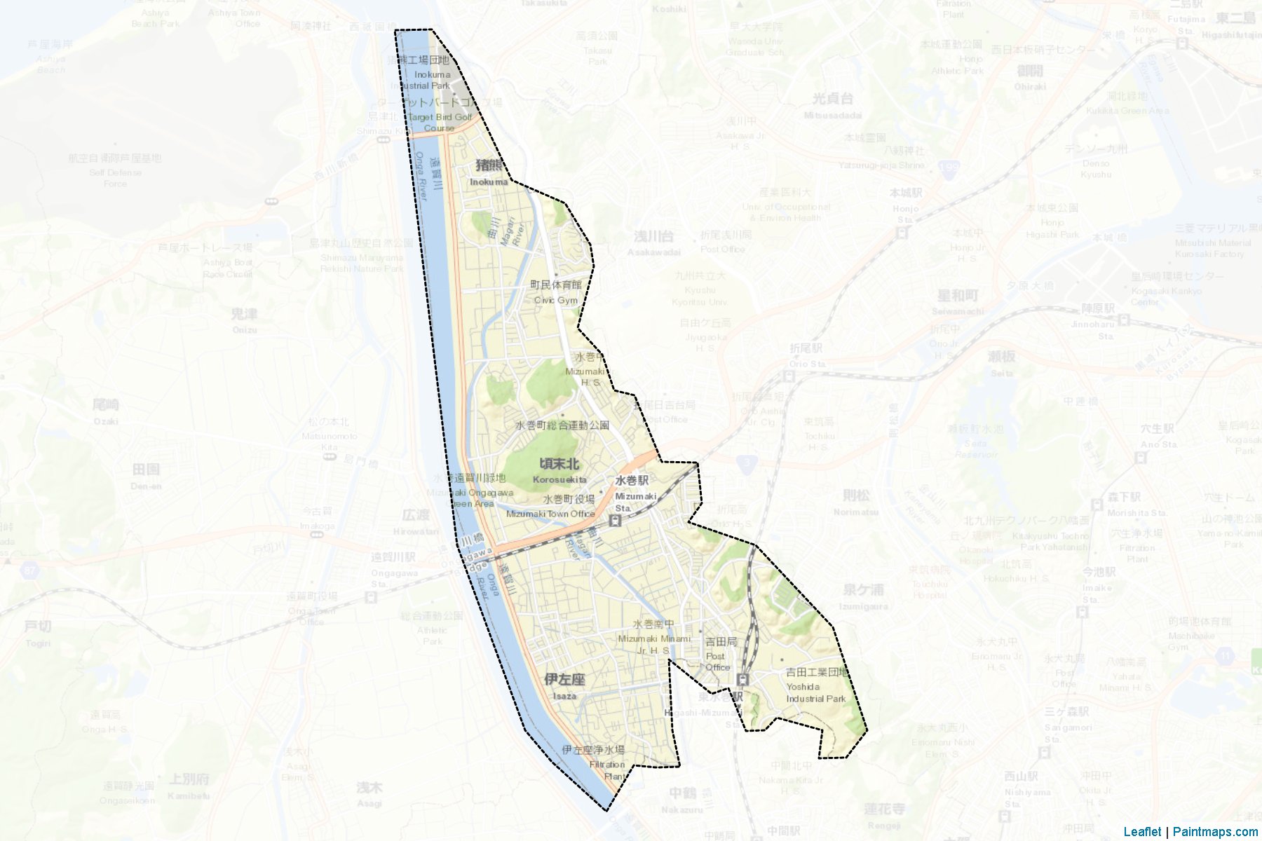 Muestras de recorte de mapas Mizumaki (Fukuoka)-2