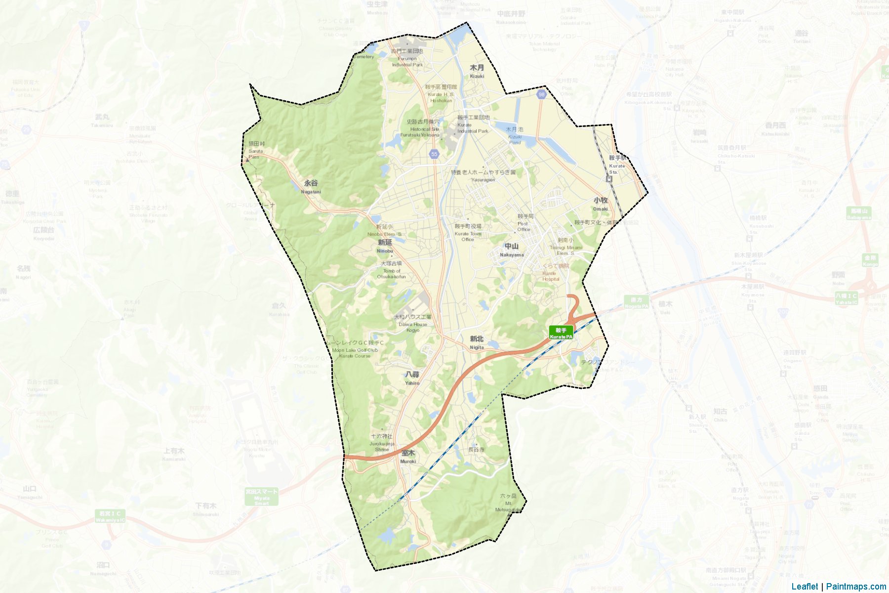 Kurate (Fukuoka Prefecture) Map Cropping Samples-2