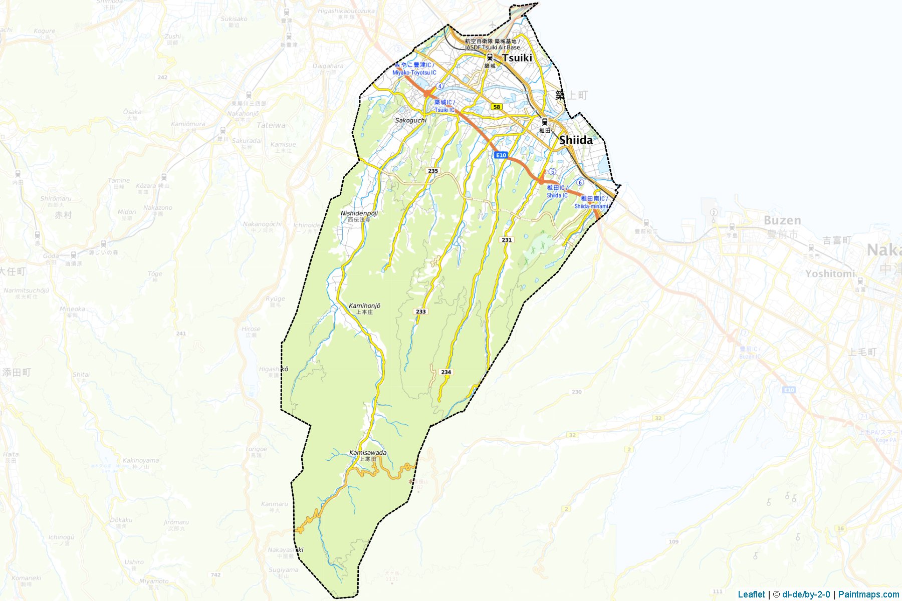 Chikujo (Fukuoka Prefecture) Map Cropping Samples-1