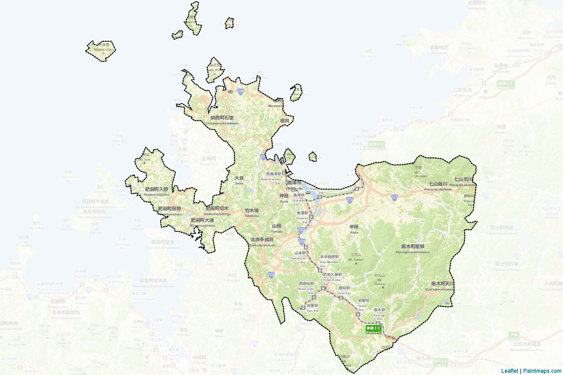 Muestras de recorte de mapas Karatsu (Saga)-2