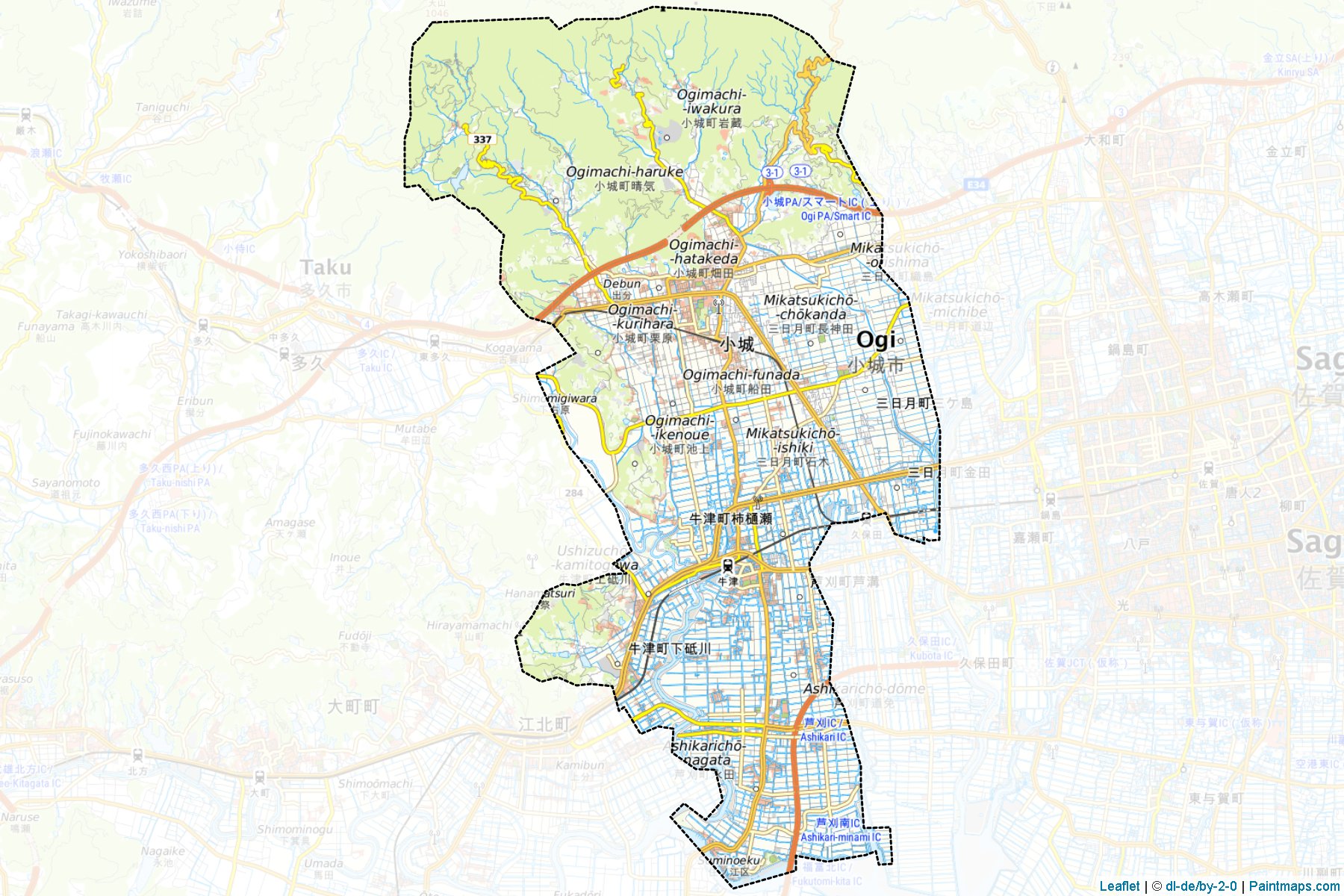 Ogi (Saga Prefecture) Map Cropping Samples-1