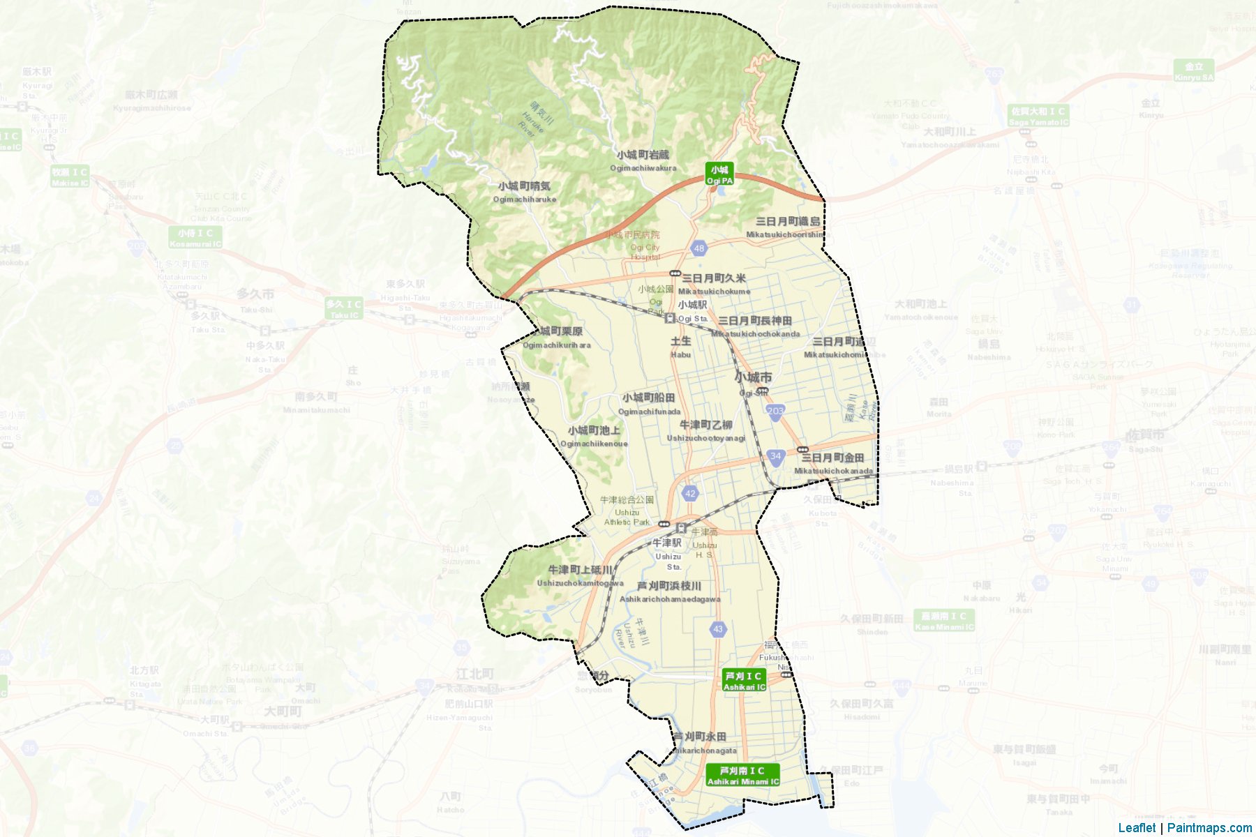 Ogi (Saga Prefecture) Map Cropping Samples-2