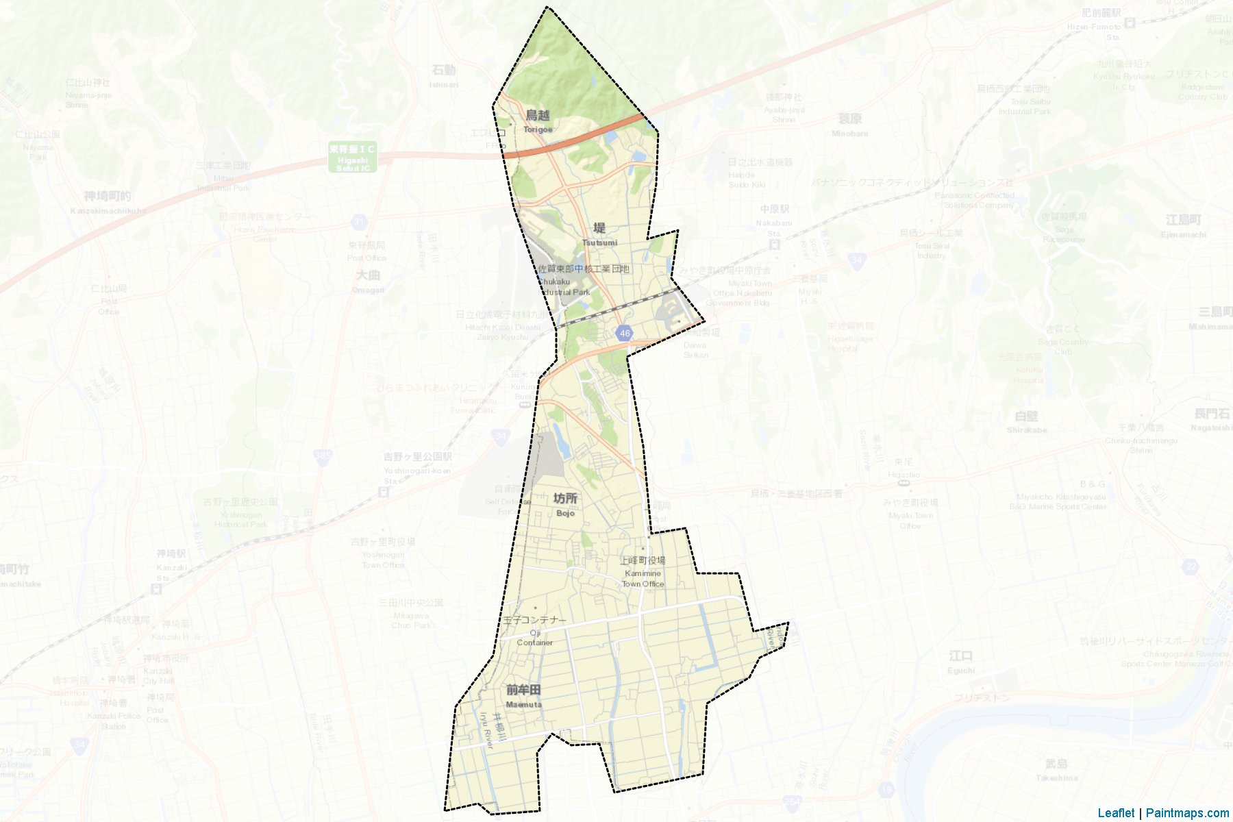 Muestras de recorte de mapas Kamimine (Saga)-2