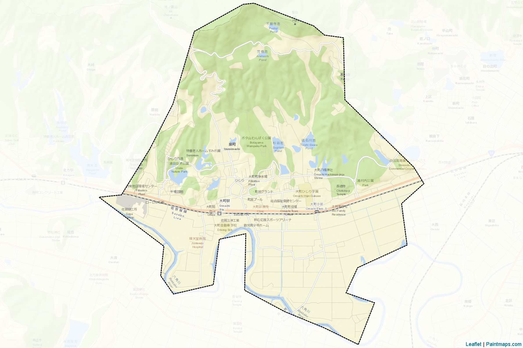 Omachi (Saga Prefecture) Map Cropping Samples-2