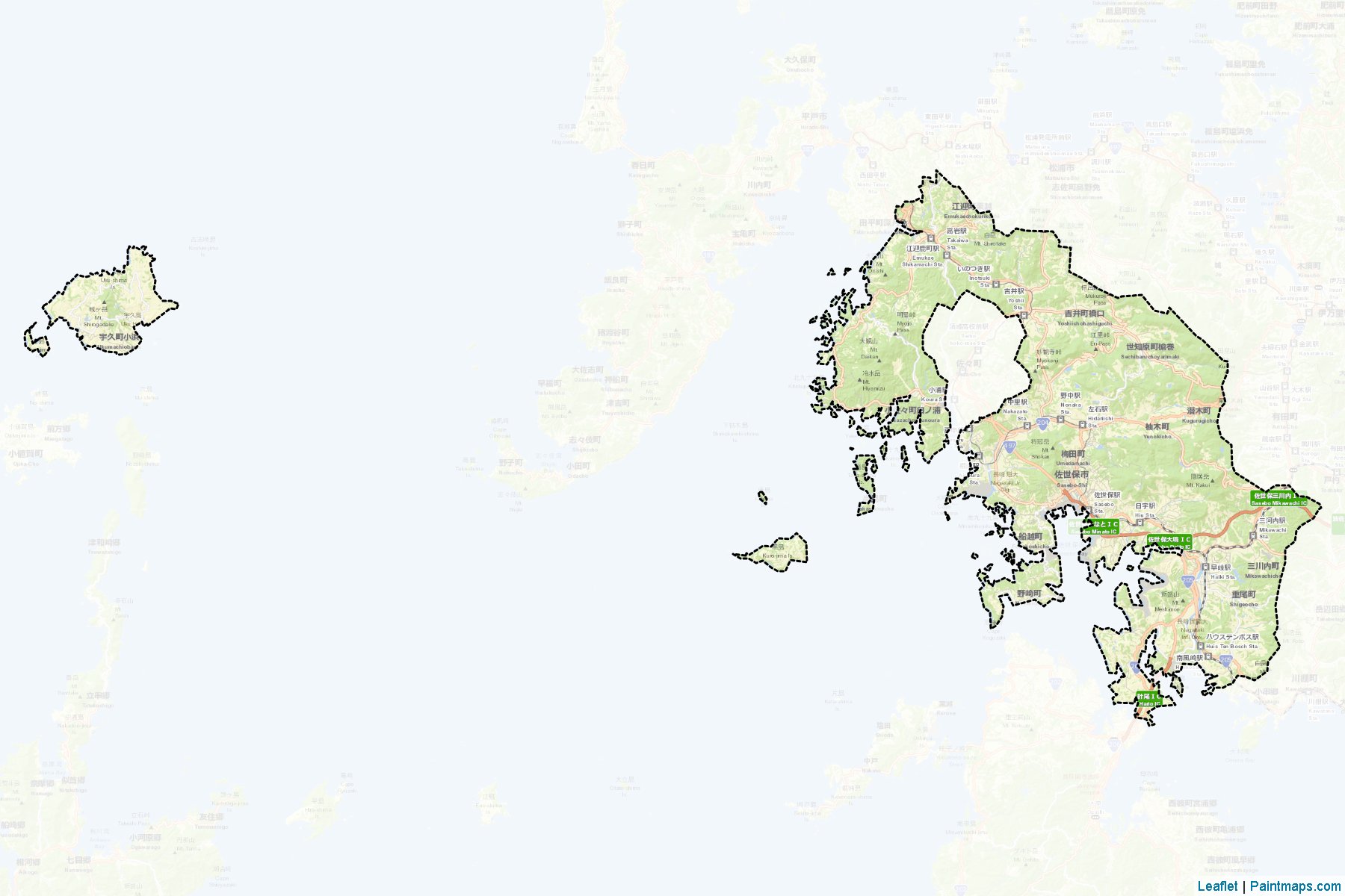 Sasebo (Nagasaki Prefecture) Map Cropping Samples-2