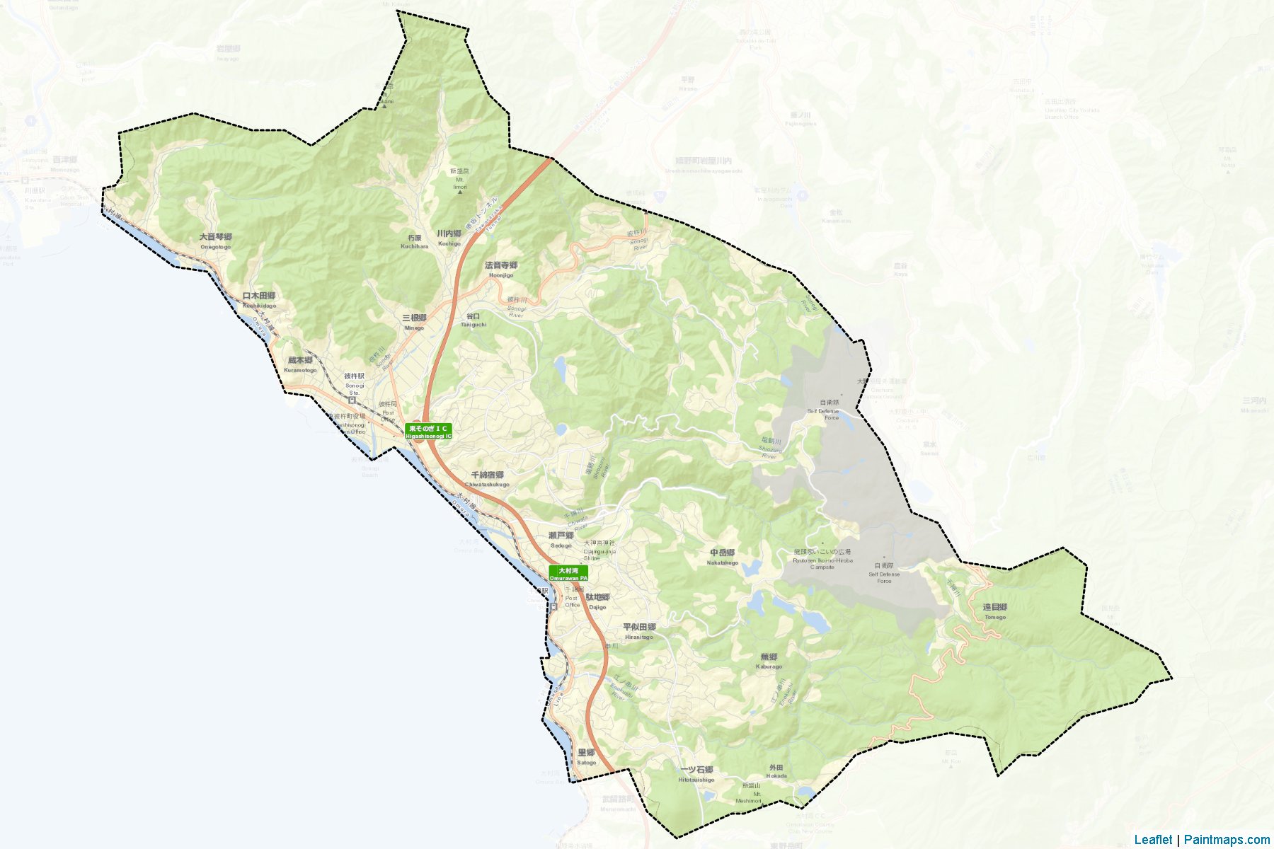 Muestras de recorte de mapas Higashisonogi (Nagasaki)-2