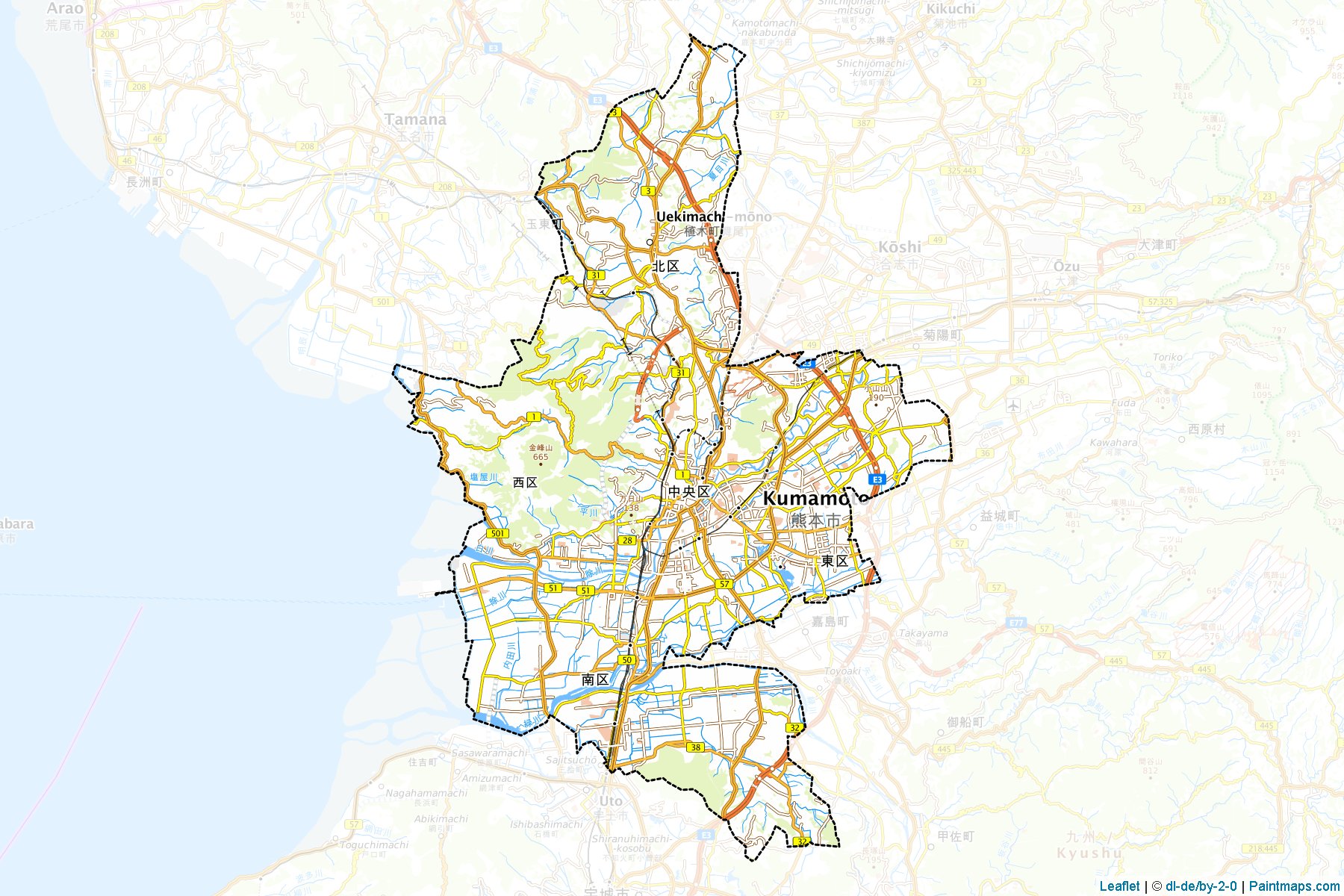 Kumamoto (Kumamoto Prefecture) Map Cropping Samples-1