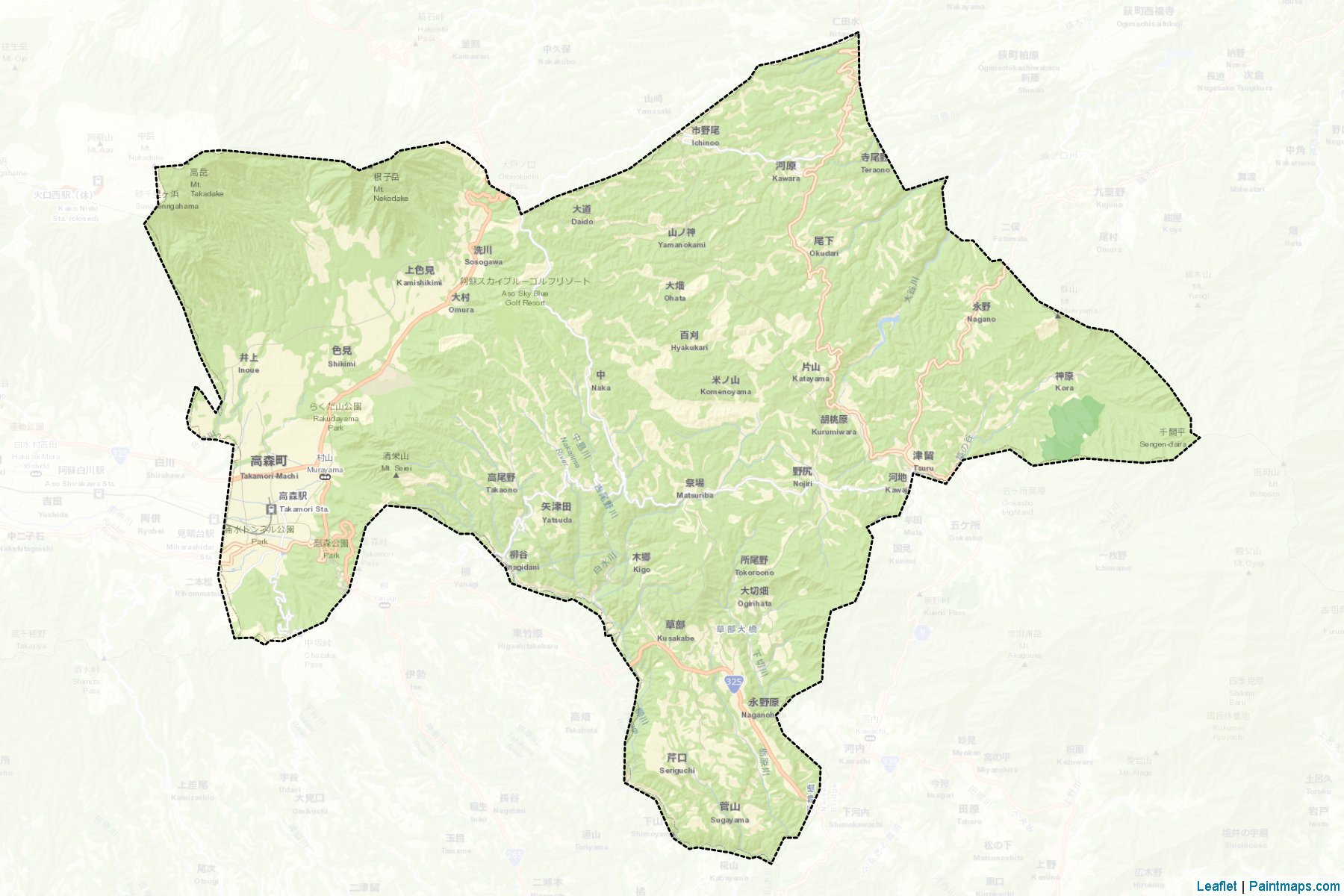 Takamori (Kumamoto Prefecture) Map Cropping Samples-2