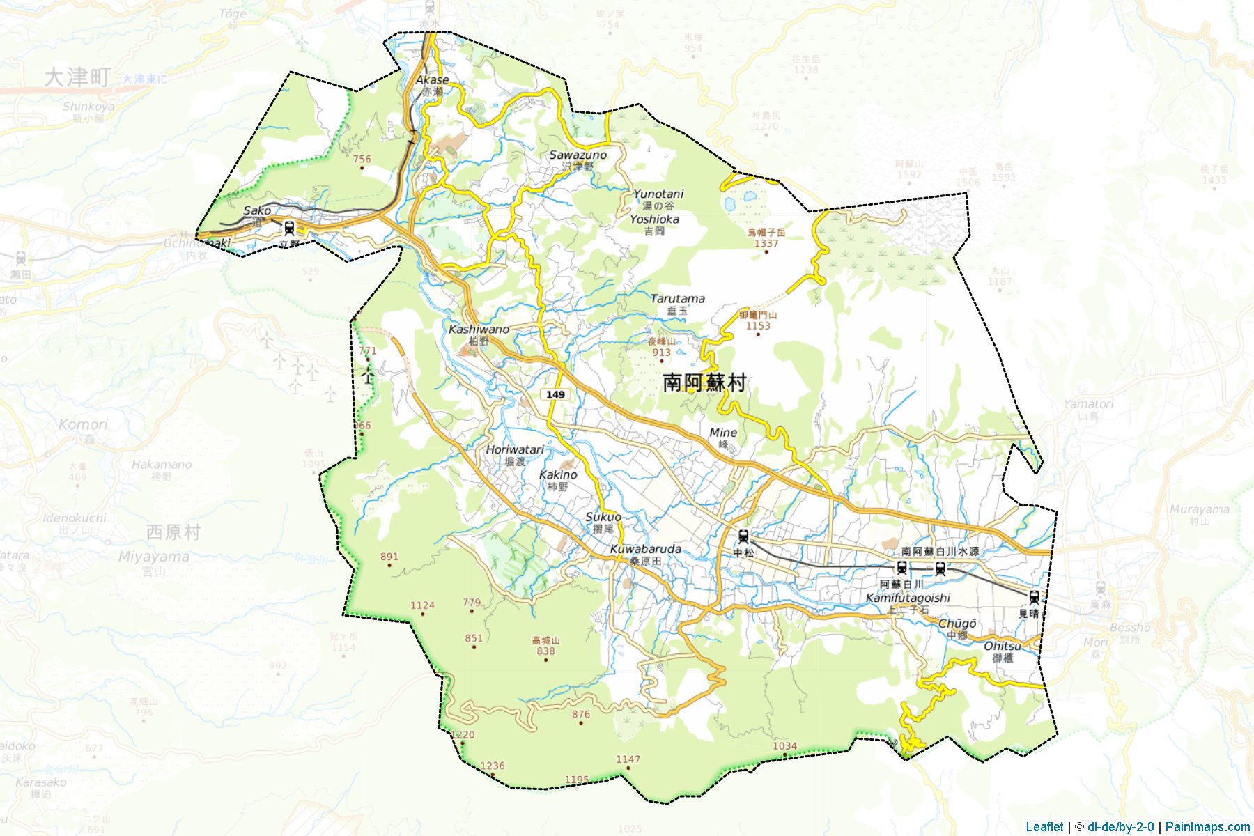 Minamiaso (Kumamoto Prefecture) Map Cropping Samples-1