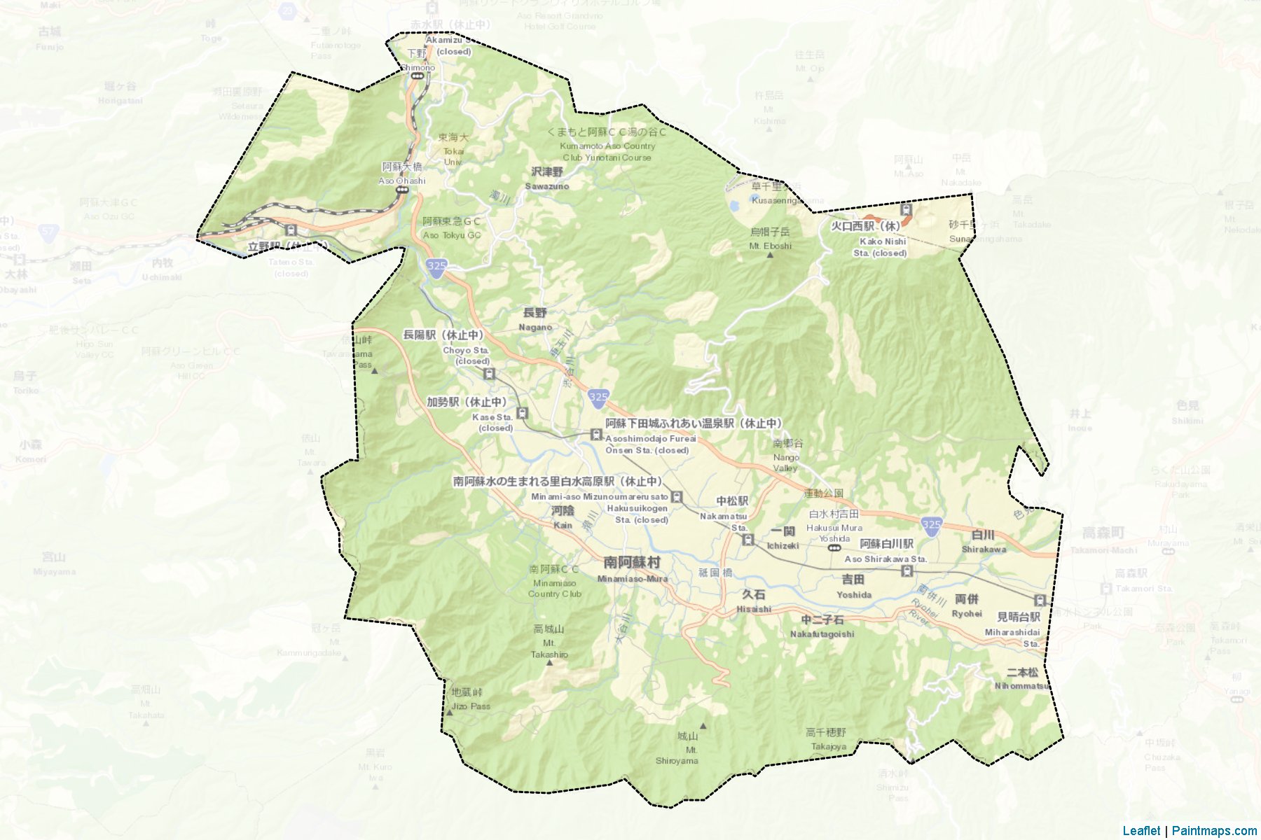 Minamiaso (Kumamoto Prefecture) Map Cropping Samples-2