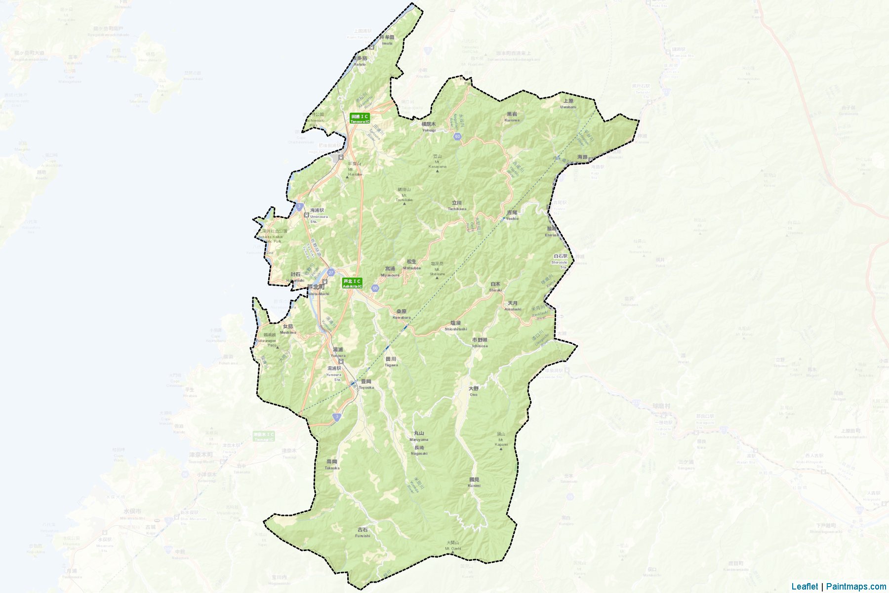 Ashikita (Kumamoto Prefecture) Map Cropping Samples-2