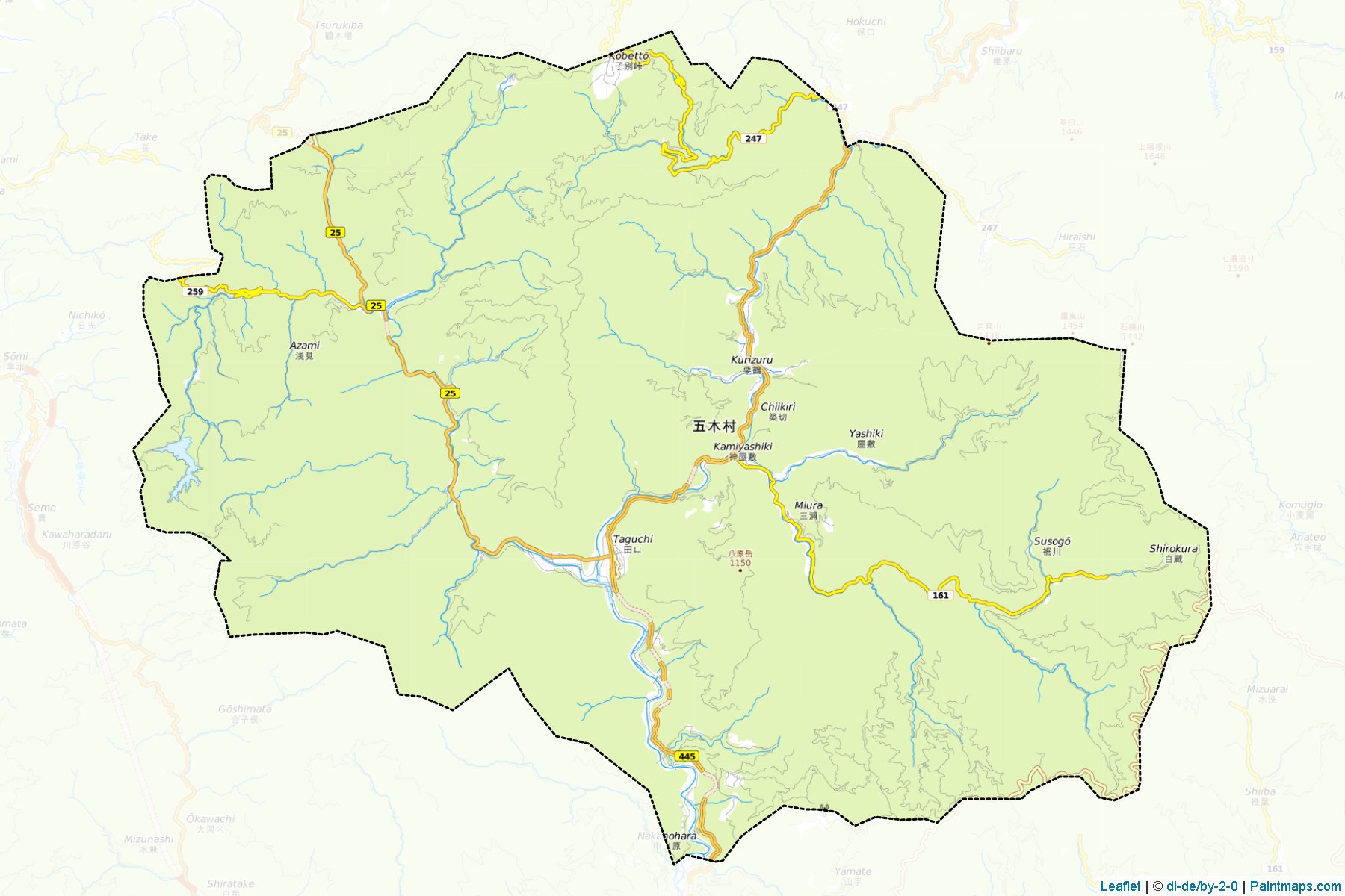 Muestras de recorte de mapas Itsuki (Kumamoto)-1