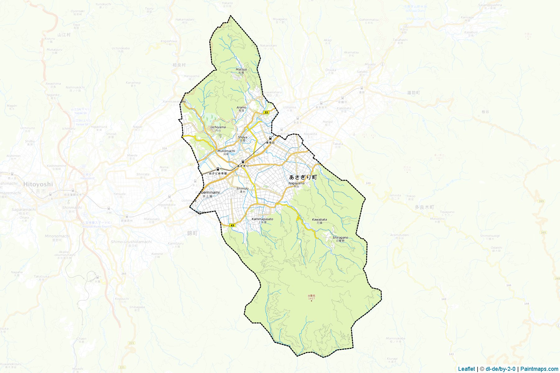 Asagiri (Kumamoto Prefecture) Map Cropping Samples-1