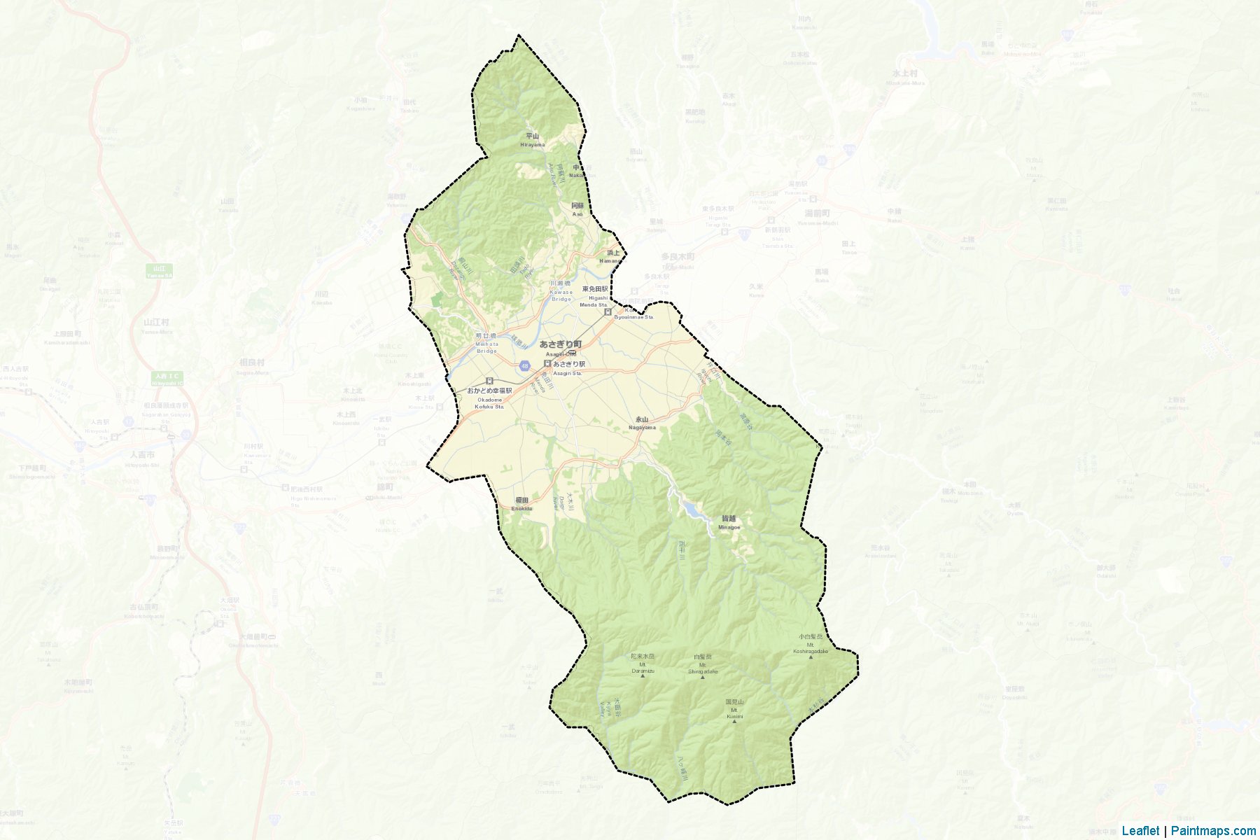 Asagiri (Kumamoto Prefecture) Map Cropping Samples-2