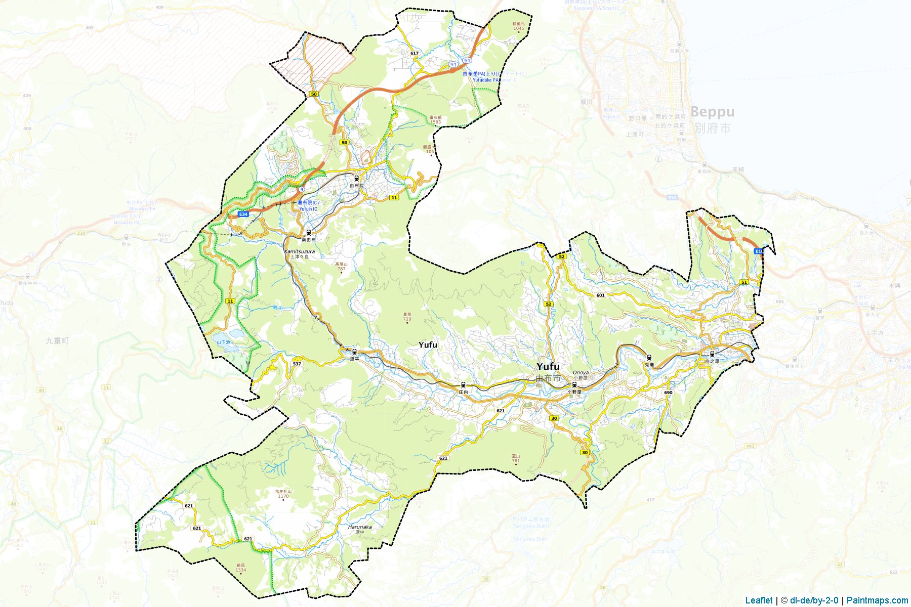 Yufu (Oita Prefecture) Map Cropping Samples-1