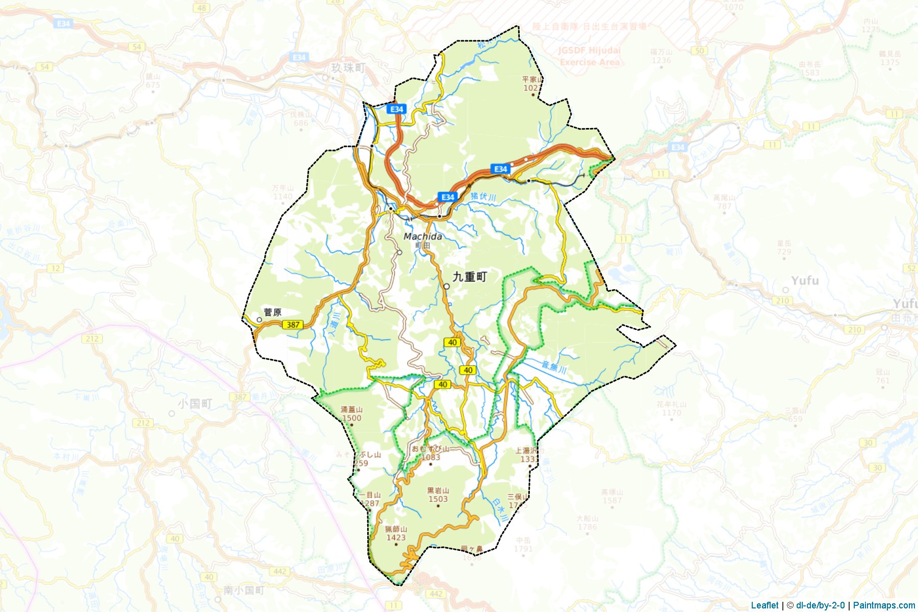 Muestras de recorte de mapas Kokonoe (Oita)-1