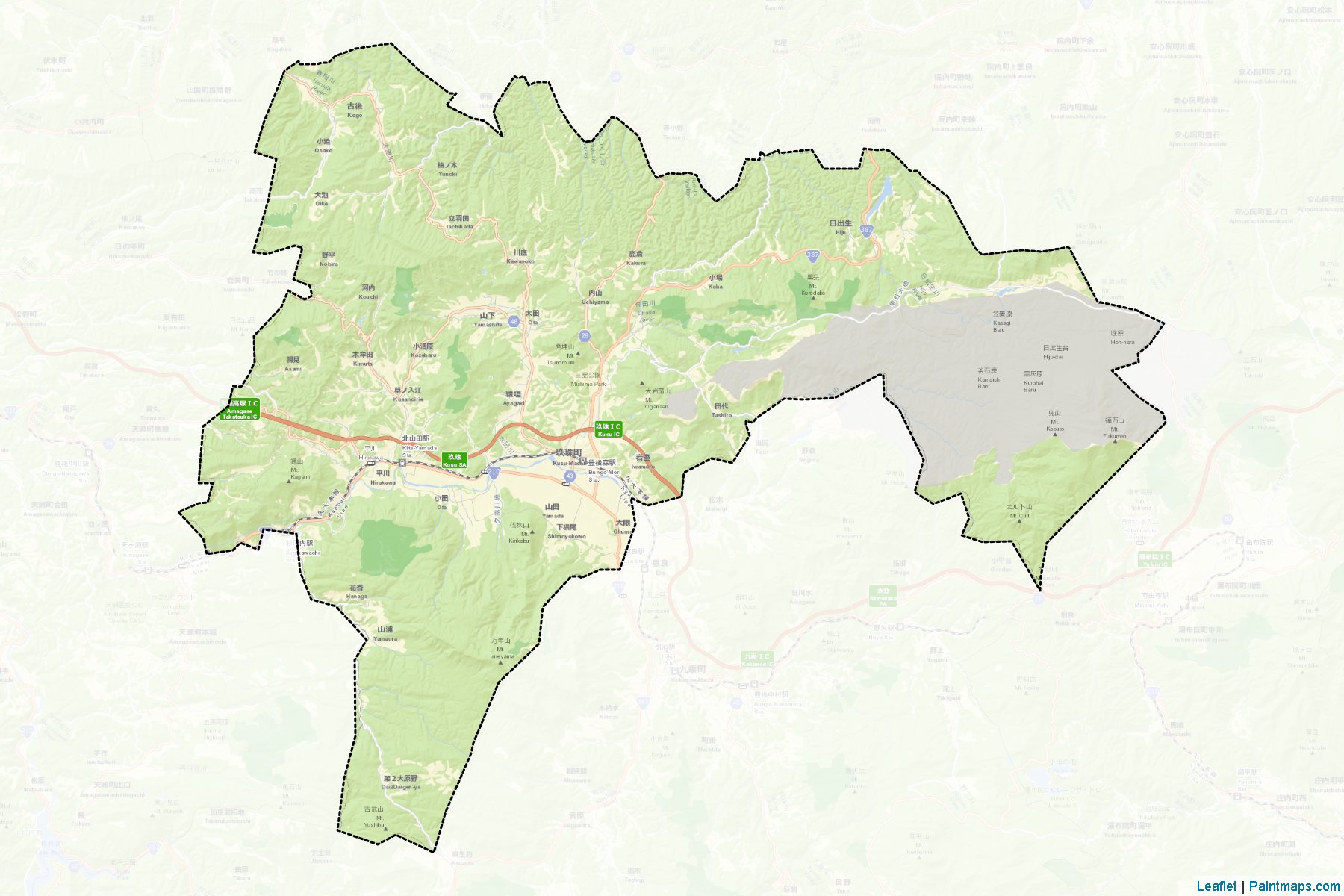 Kusu (Oita Prefecture) Map Cropping Samples-2