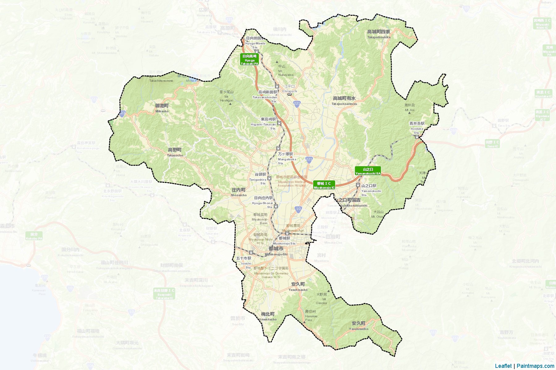 Miyakonojo (Miyazaki Prefecture) Map Cropping Samples-2