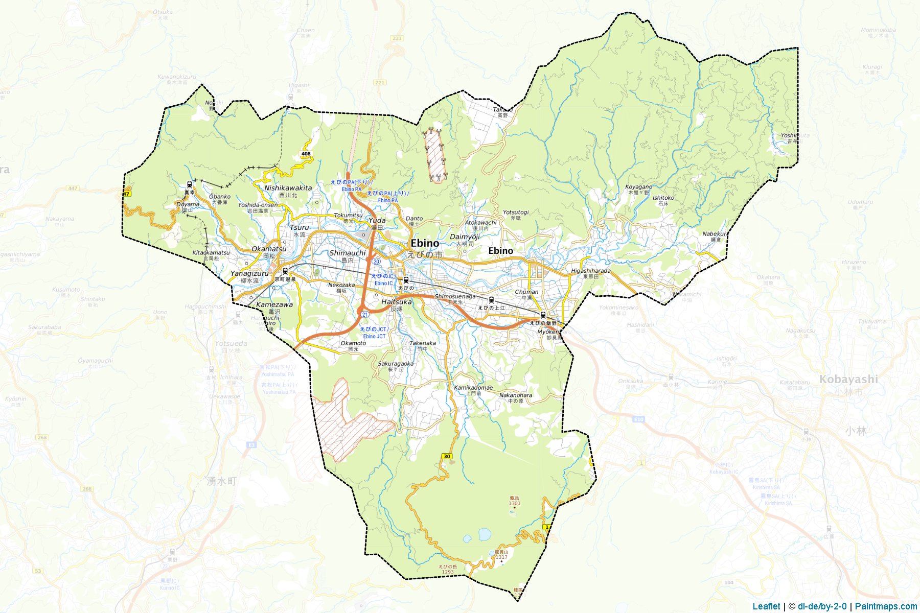 Muestras de recorte de mapas Ebino (Miyazaki)-1