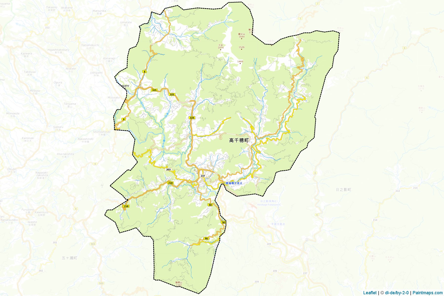 Takachiho (Miyazaki Prefecture) Map Cropping Samples-1