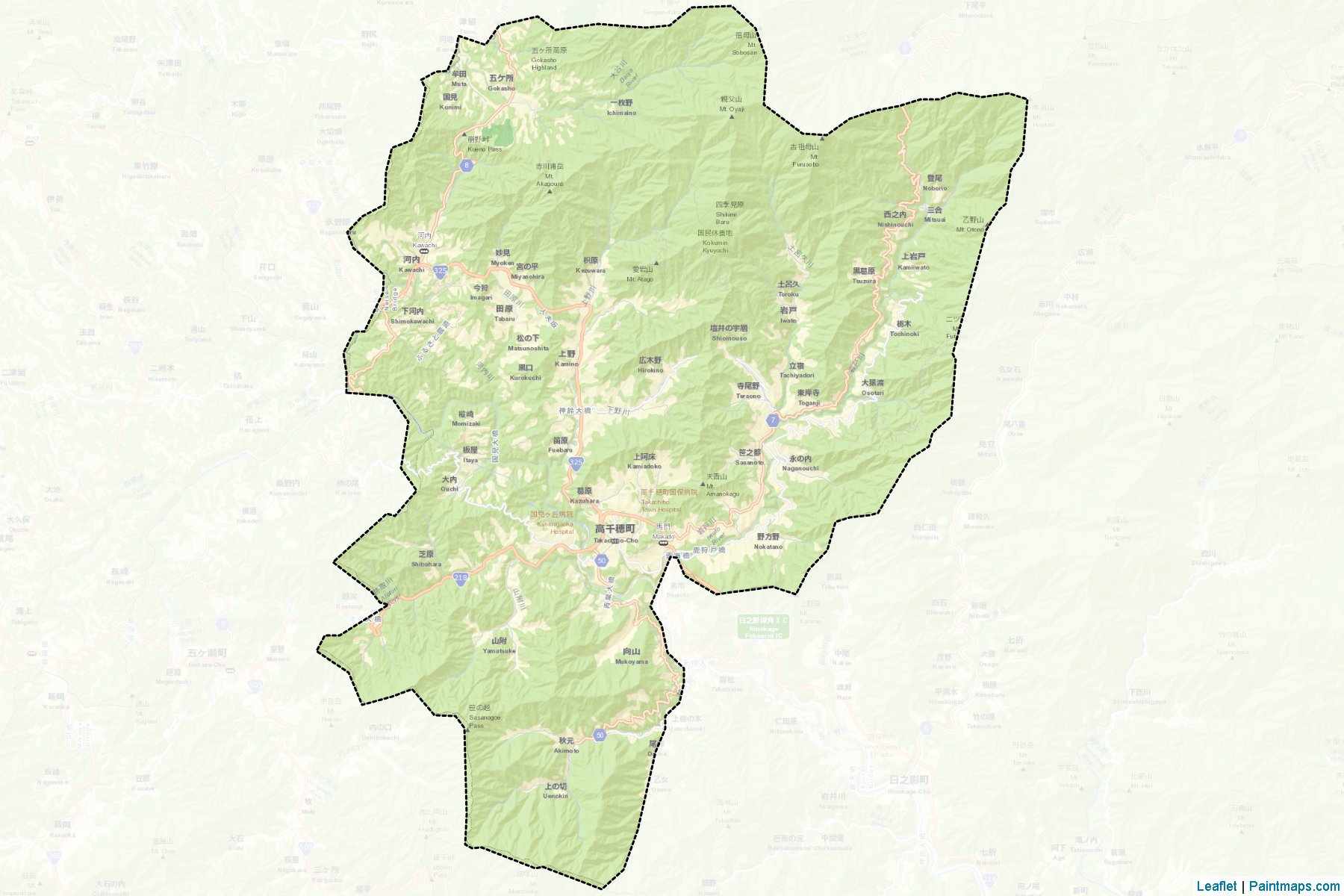 Takachiho (Miyazaki Prefecture) Map Cropping Samples-2