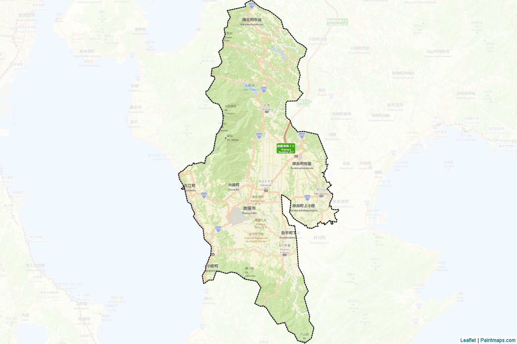 Muestras de recorte de mapas Kanoya (Kagoshima)-2