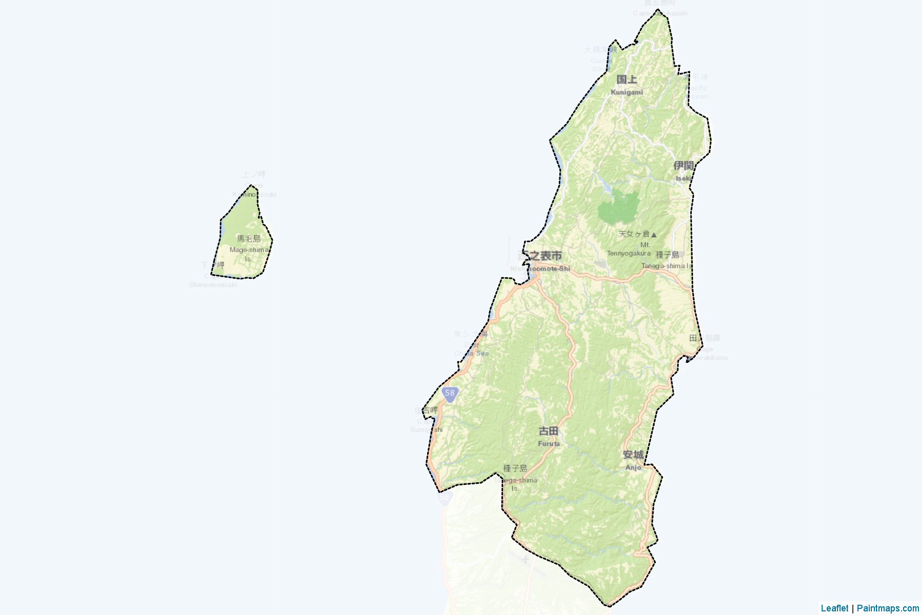 Nishinoomote (Kagoshima Prefecture) Map Cropping Samples-2