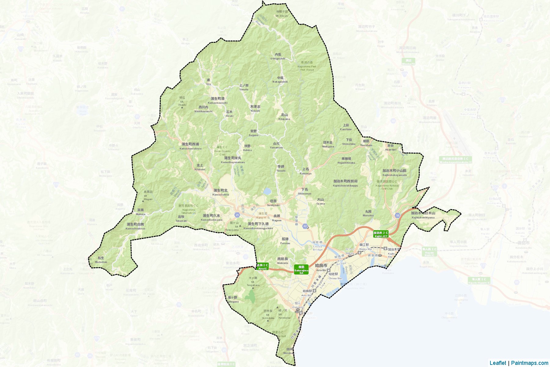 Aira (Kagoshima Prefecture) Map Cropping Samples-2