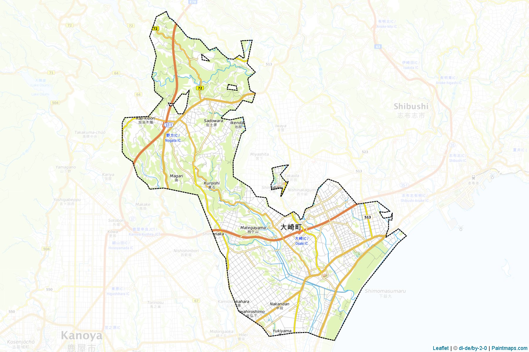 Osaki (Kagoshima Prefecture) Map Cropping Samples-1