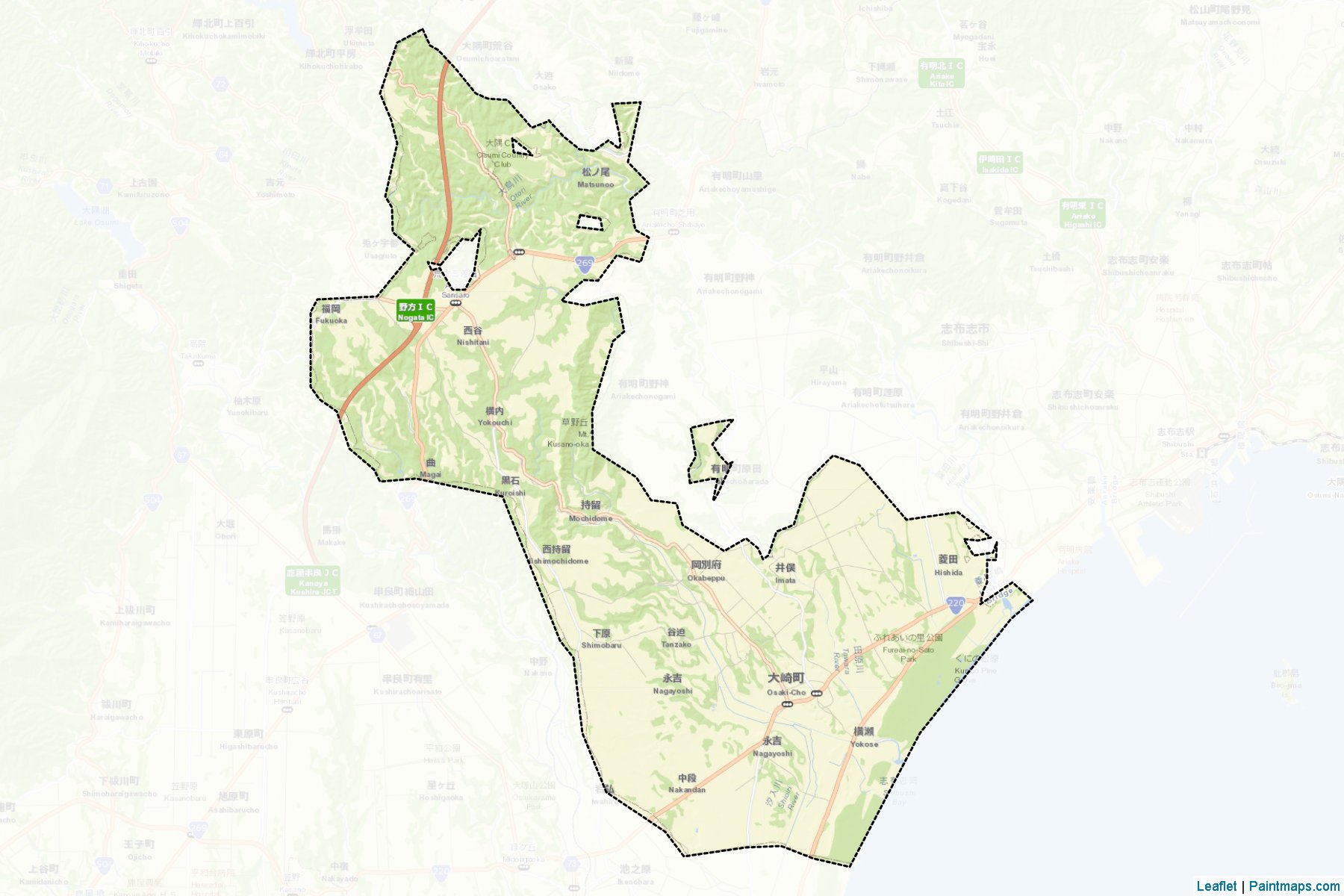 Osaki (Kagoshima Prefecture) Map Cropping Samples-2