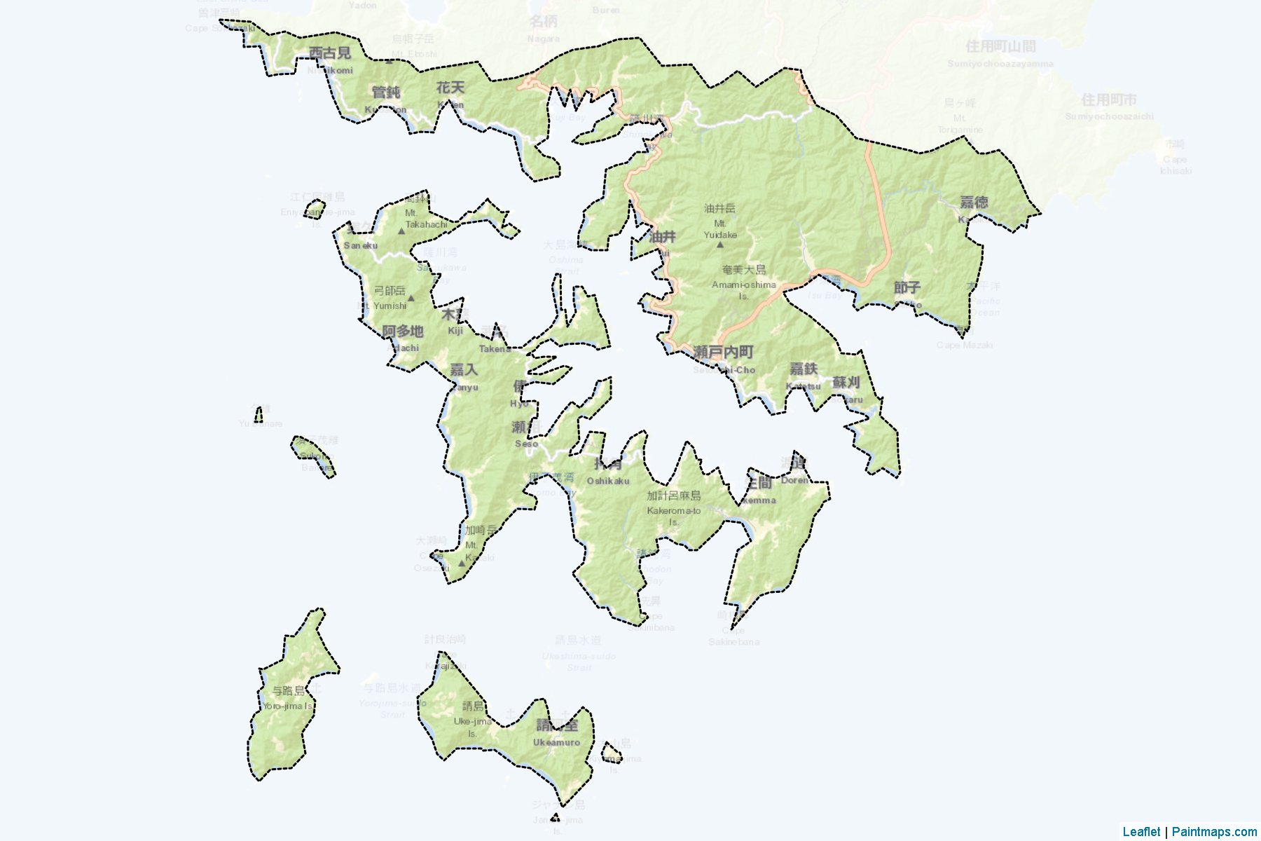 Setouchi (Kagoshima Prefecture) Map Cropping Samples-2