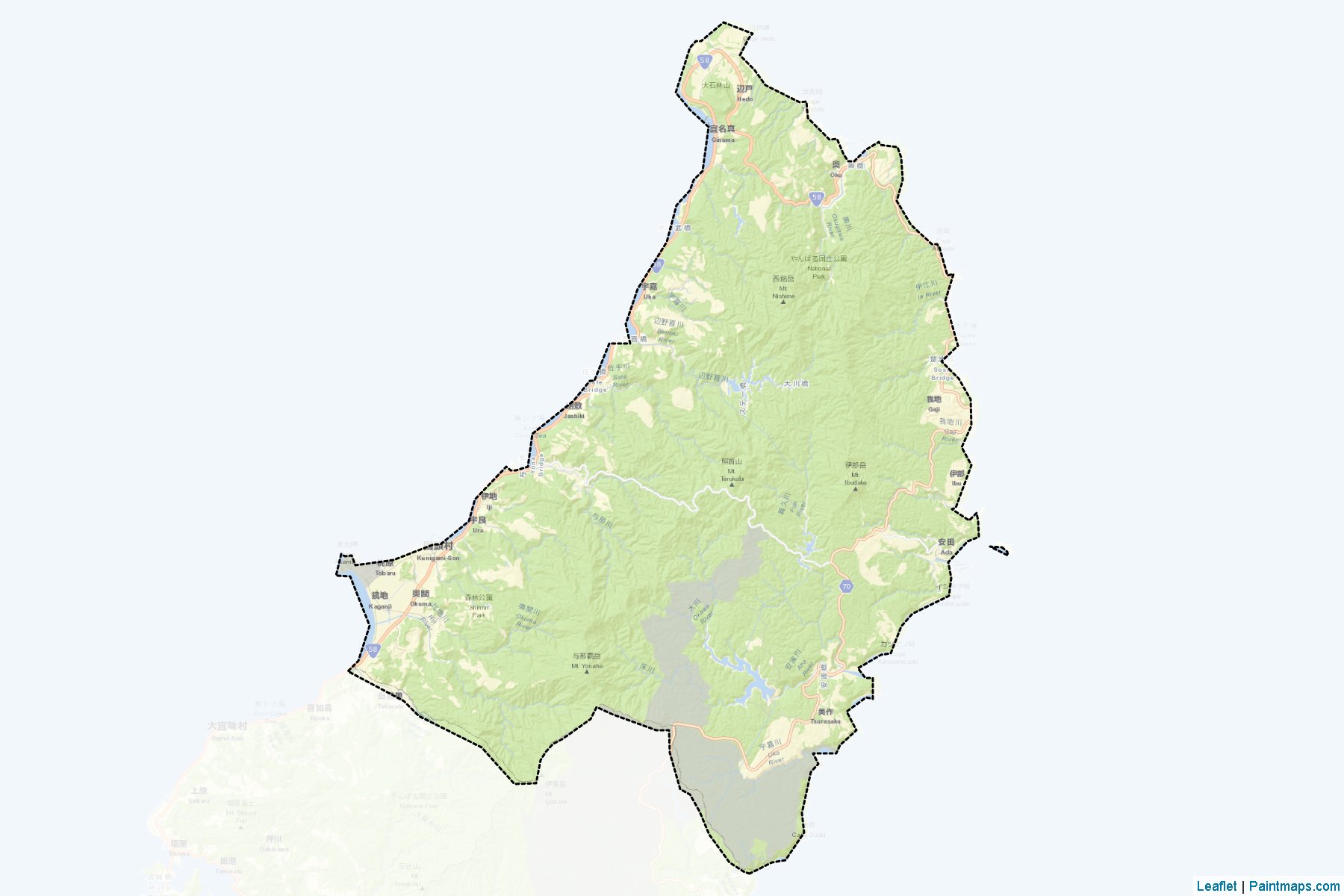 Kunigami (Okinawa Prefecture) Map Cropping Samples-2