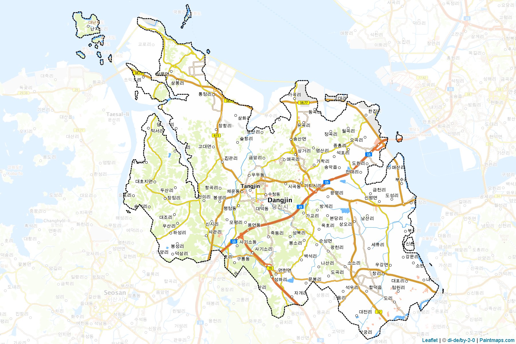 Muestras de recorte de mapas Dangjin (South Chungcheong)-1