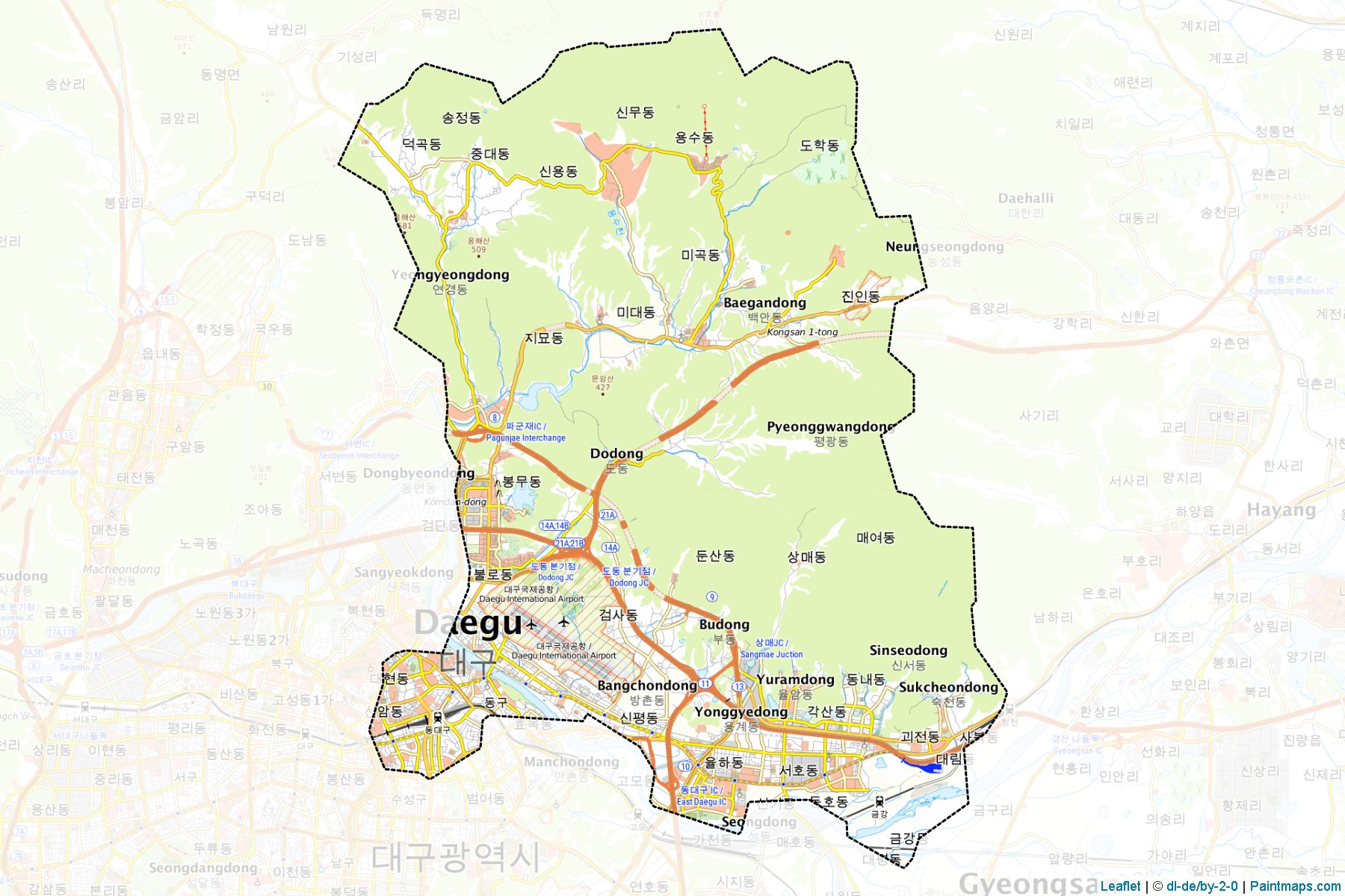 Muestras de recorte de mapas Dong (Daegu)-1