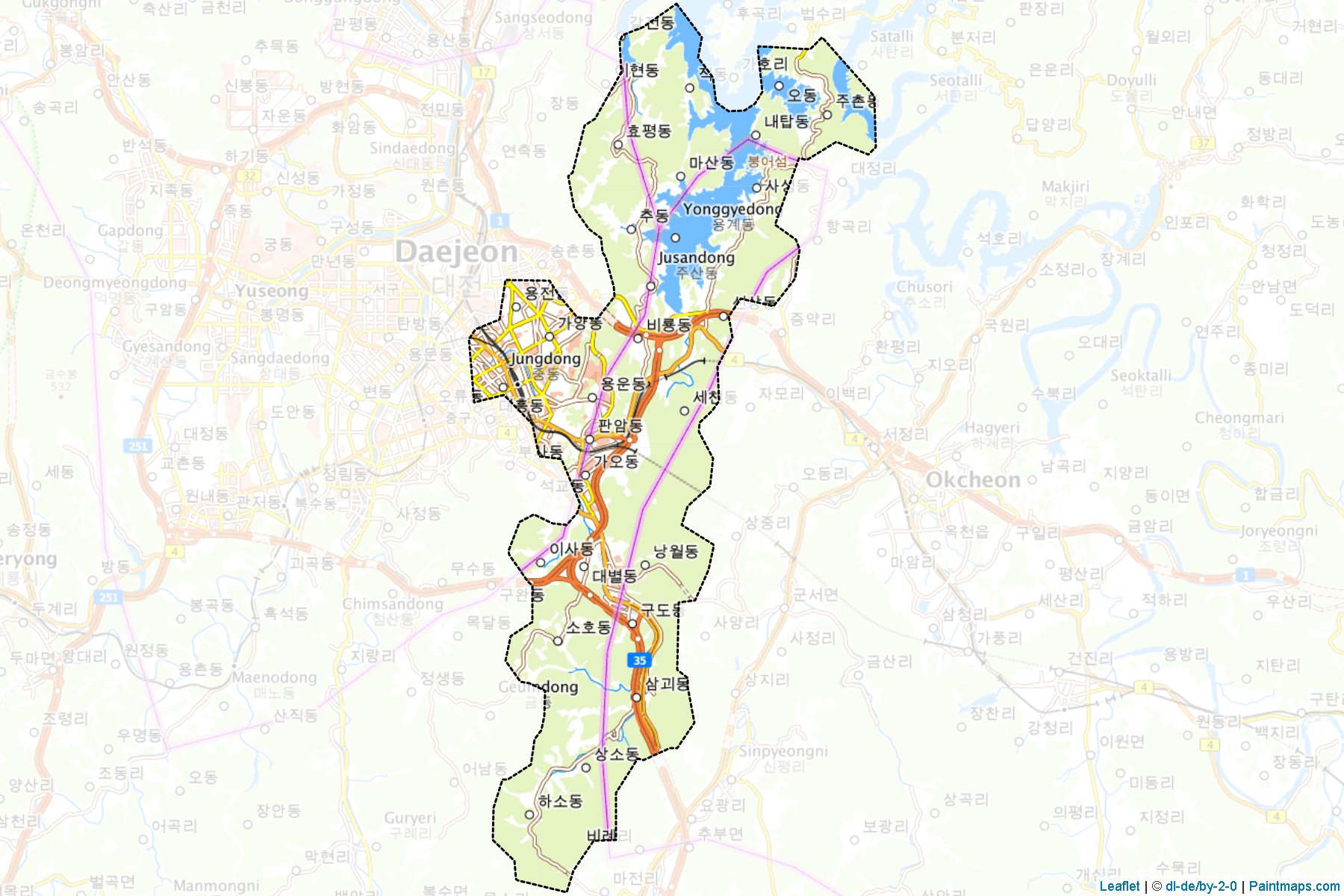 Muestras de recorte de mapas Dong (Daejeon)-1