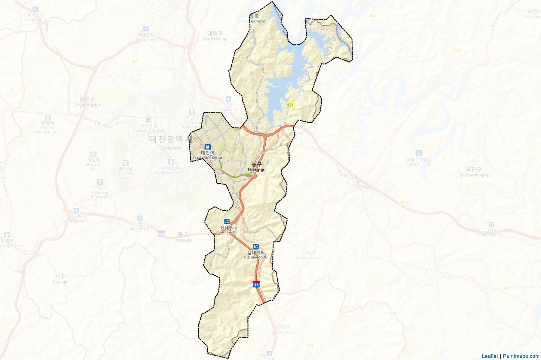 Muestras de recorte de mapas Dong (Daejeon)-2