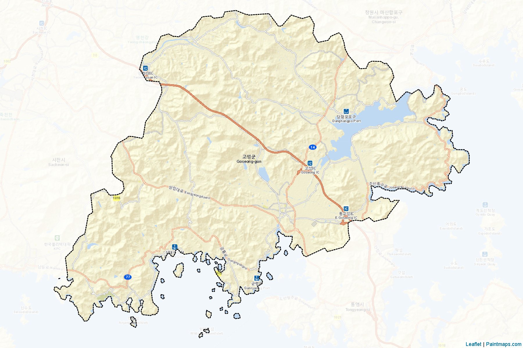 Muestras de recorte de mapas Goseong (South Gyeongsang)-2