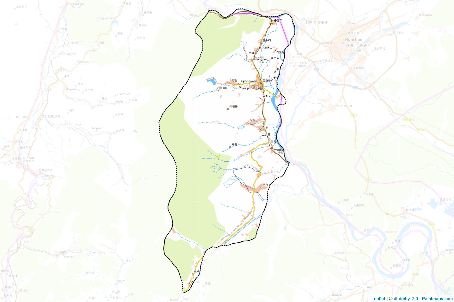 Muestras de recorte de mapas Kyongwon (Hamgyŏng-bukto)-1