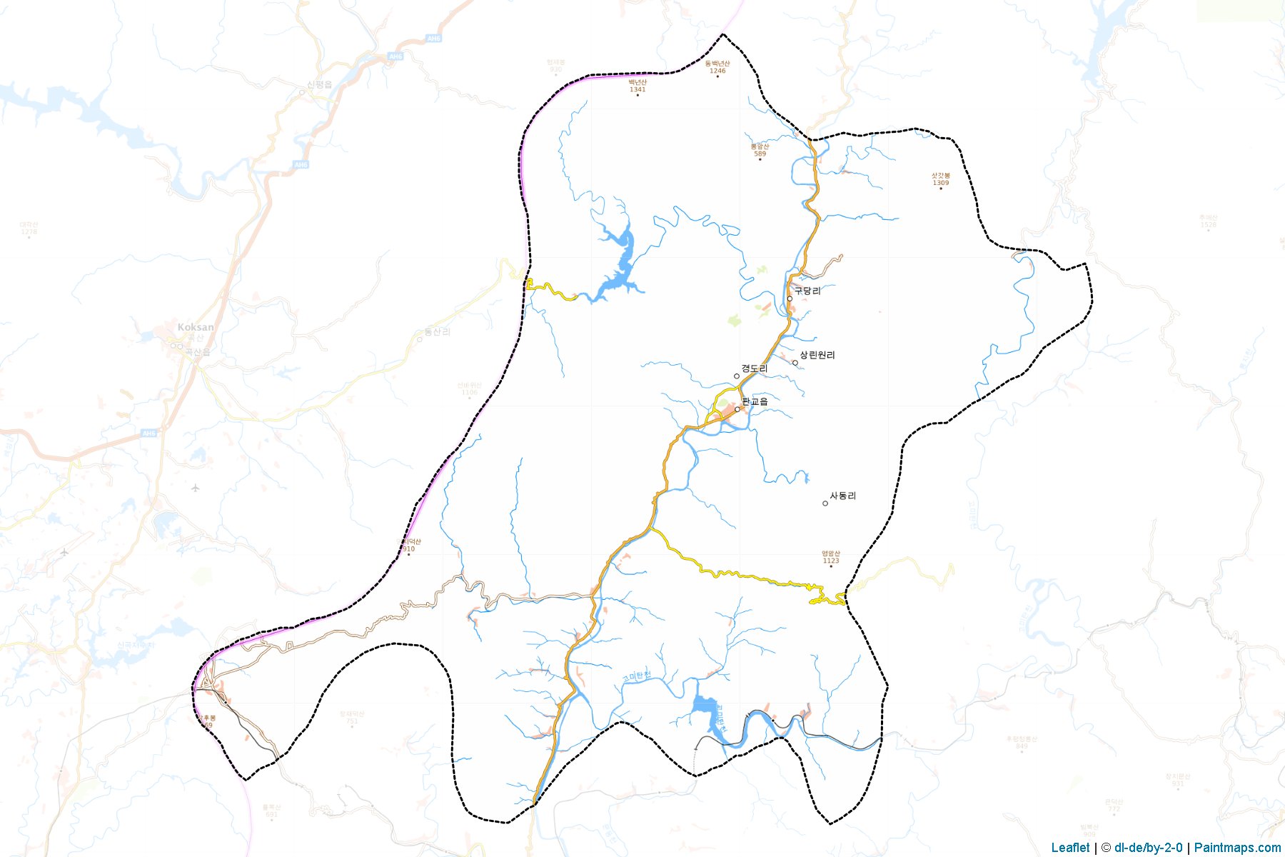 Muestras de recorte de mapas Phangyo (Kangwŏn-do)-1