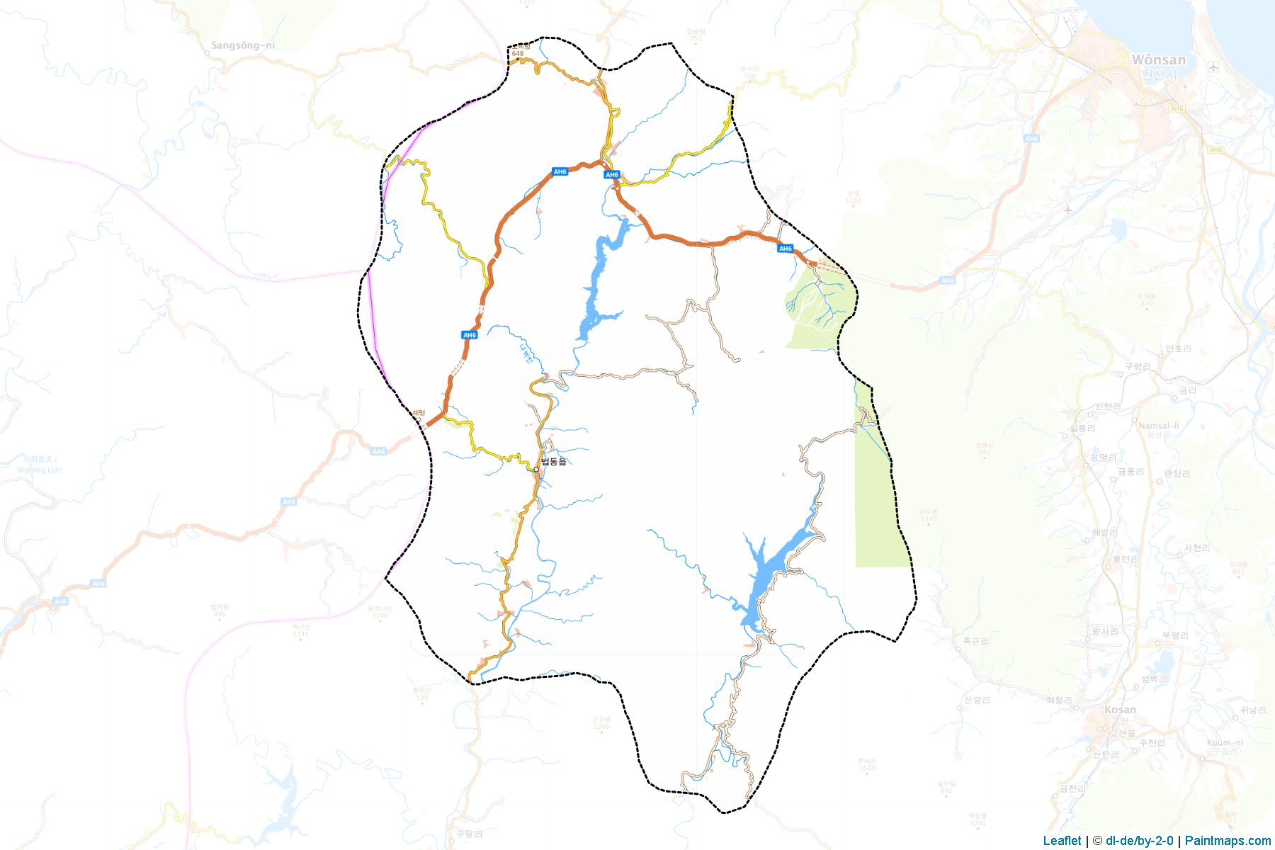 Muestras de recorte de mapas Popdong (Kangwŏn-do)-1