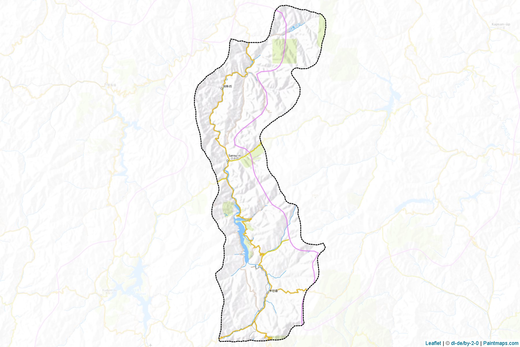 Muestras de recorte de mapas Pujon (Hamgyŏng-namdo)-1