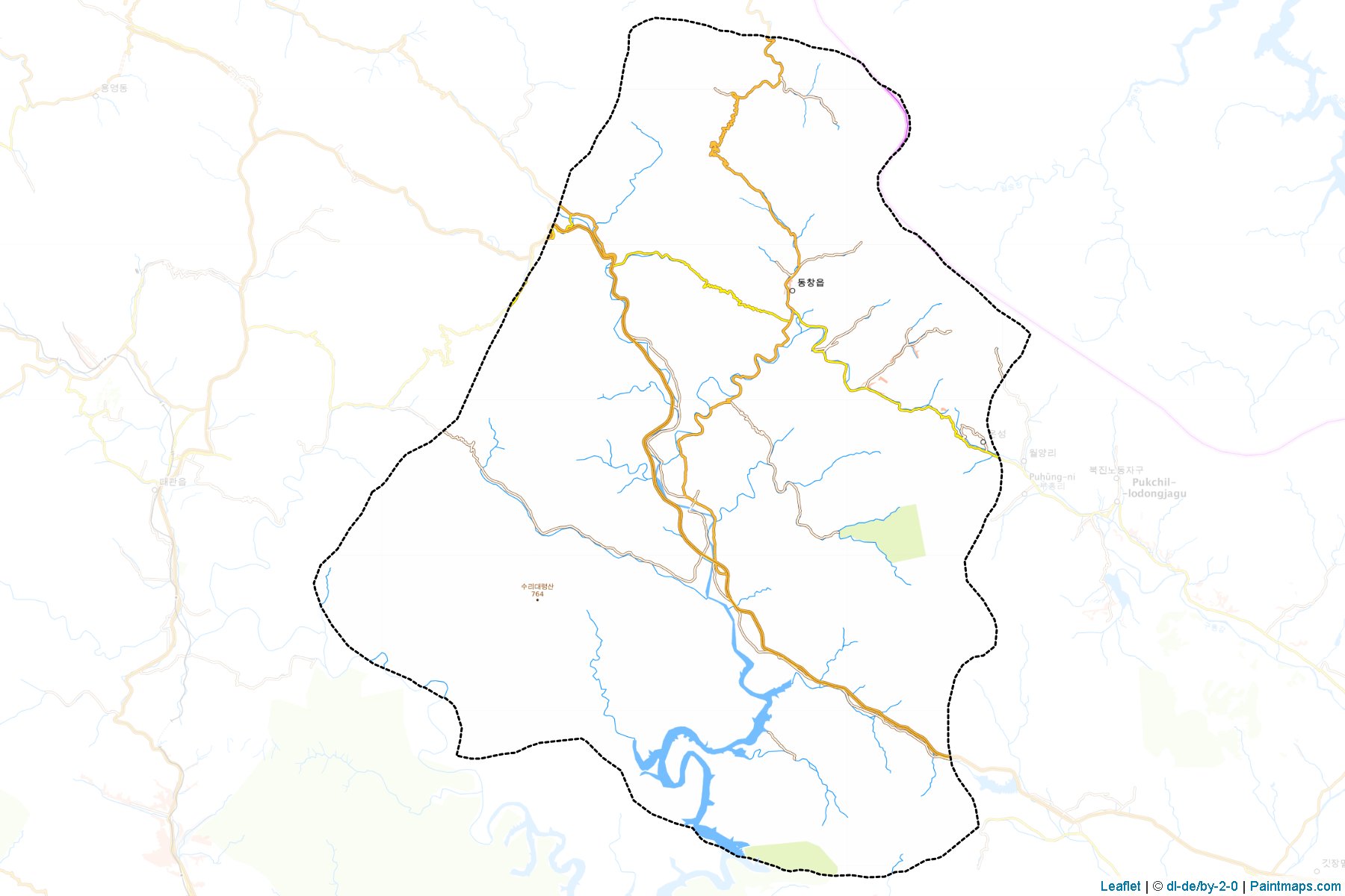 Muestras de recorte de mapas Tongchang (P'yŏngan-bukto)-1