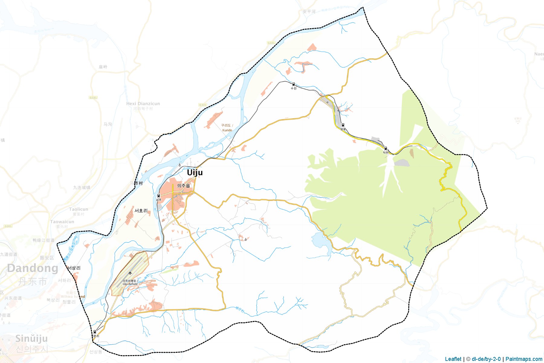 Muestras de recorte de mapas Uiju (P'yŏngan-bukto)-1