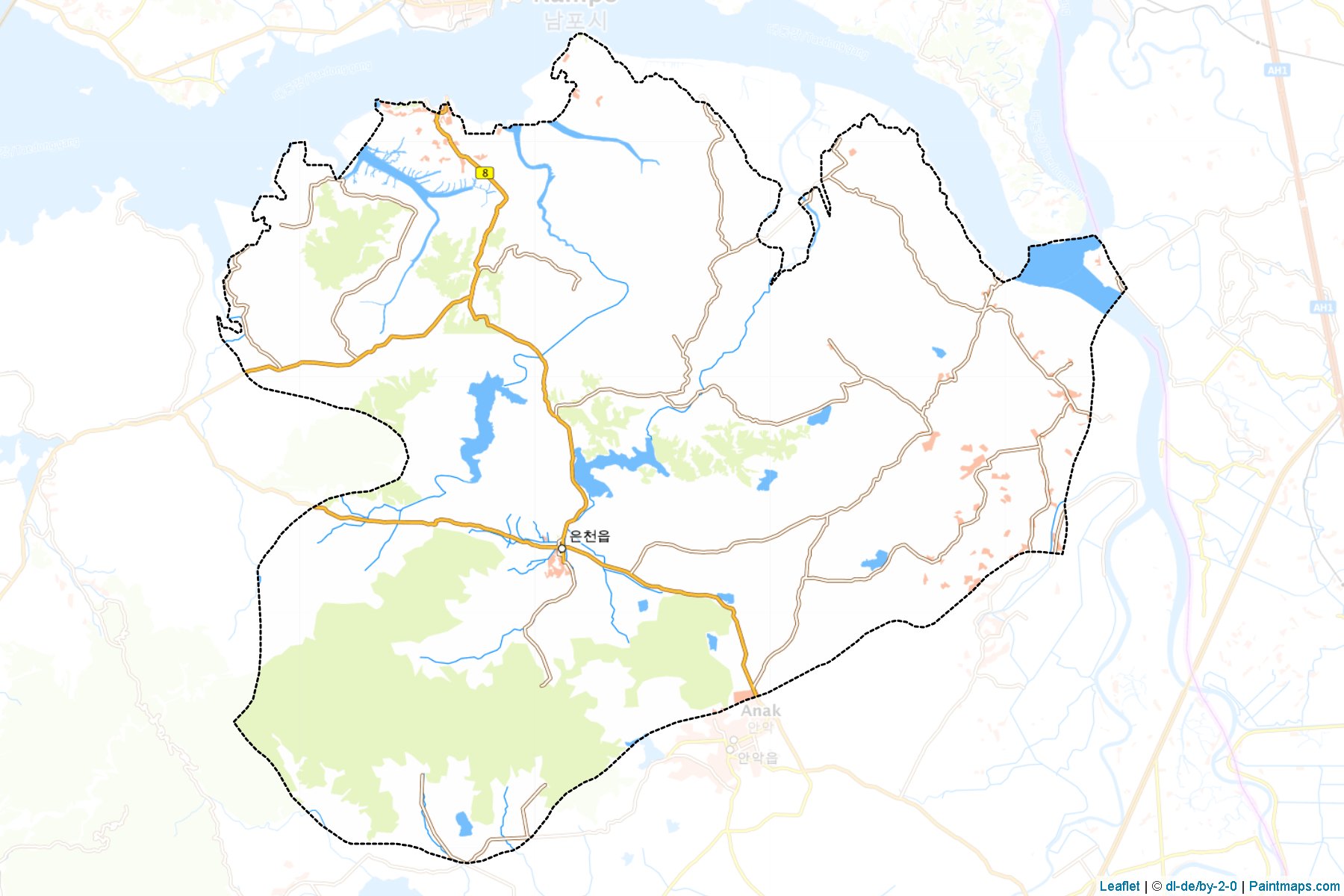 Muestras de recorte de mapas Unchon (Hwanghae-namdo)-1