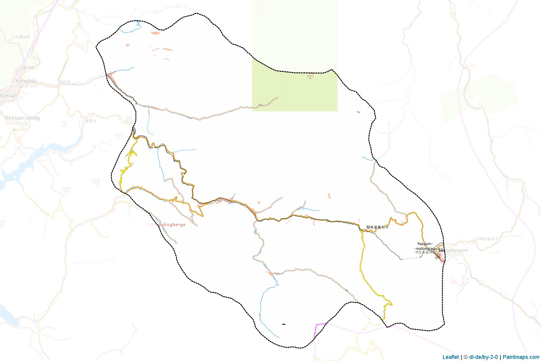 Muestras de recorte de mapas Unhung (Ryanggang)-1