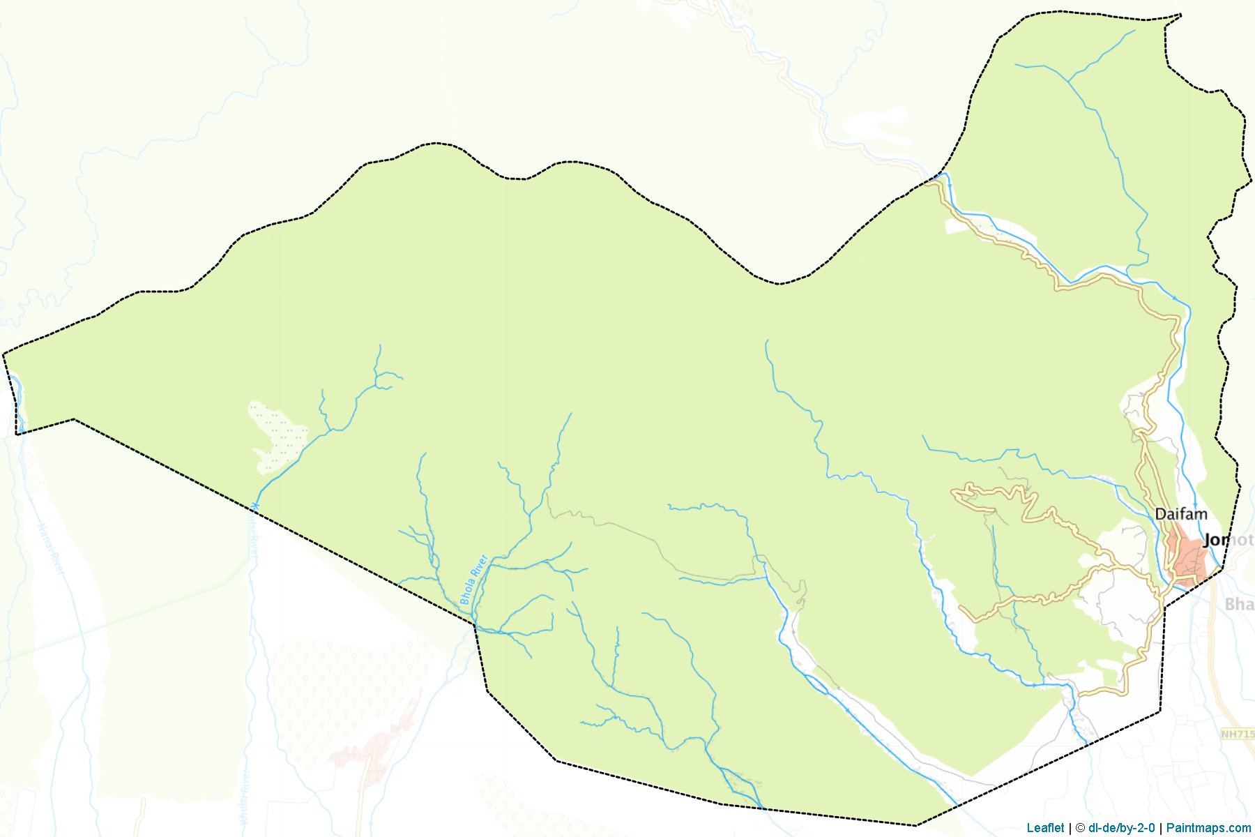 Muestras de recorte de mapas Langchhenphu (Samdrup Jongkhar)-1