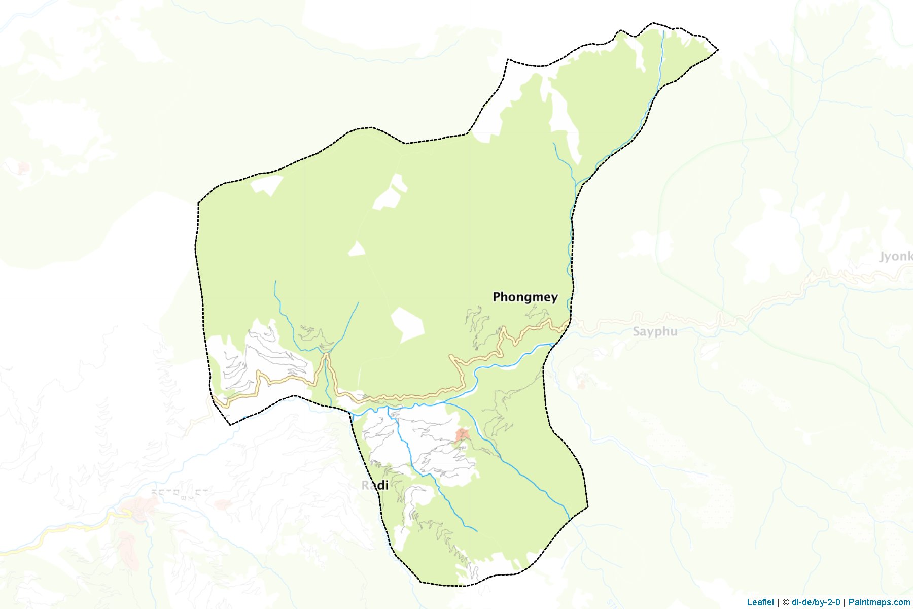 Muestras de recorte de mapas Phongme (Tashigang)-1